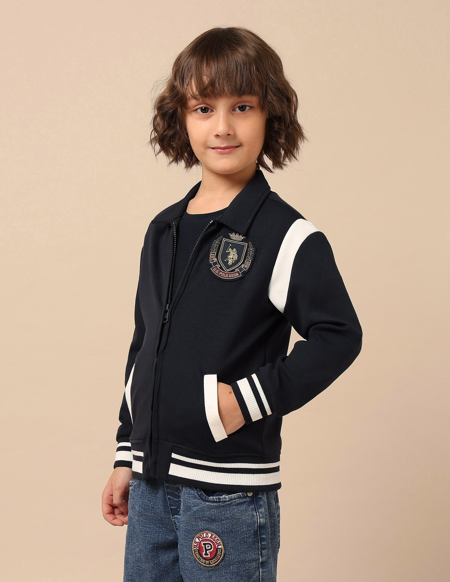 Boys Solid Regular Fit Sweatshirt Navy - U.S. POLO ASSN. | Large