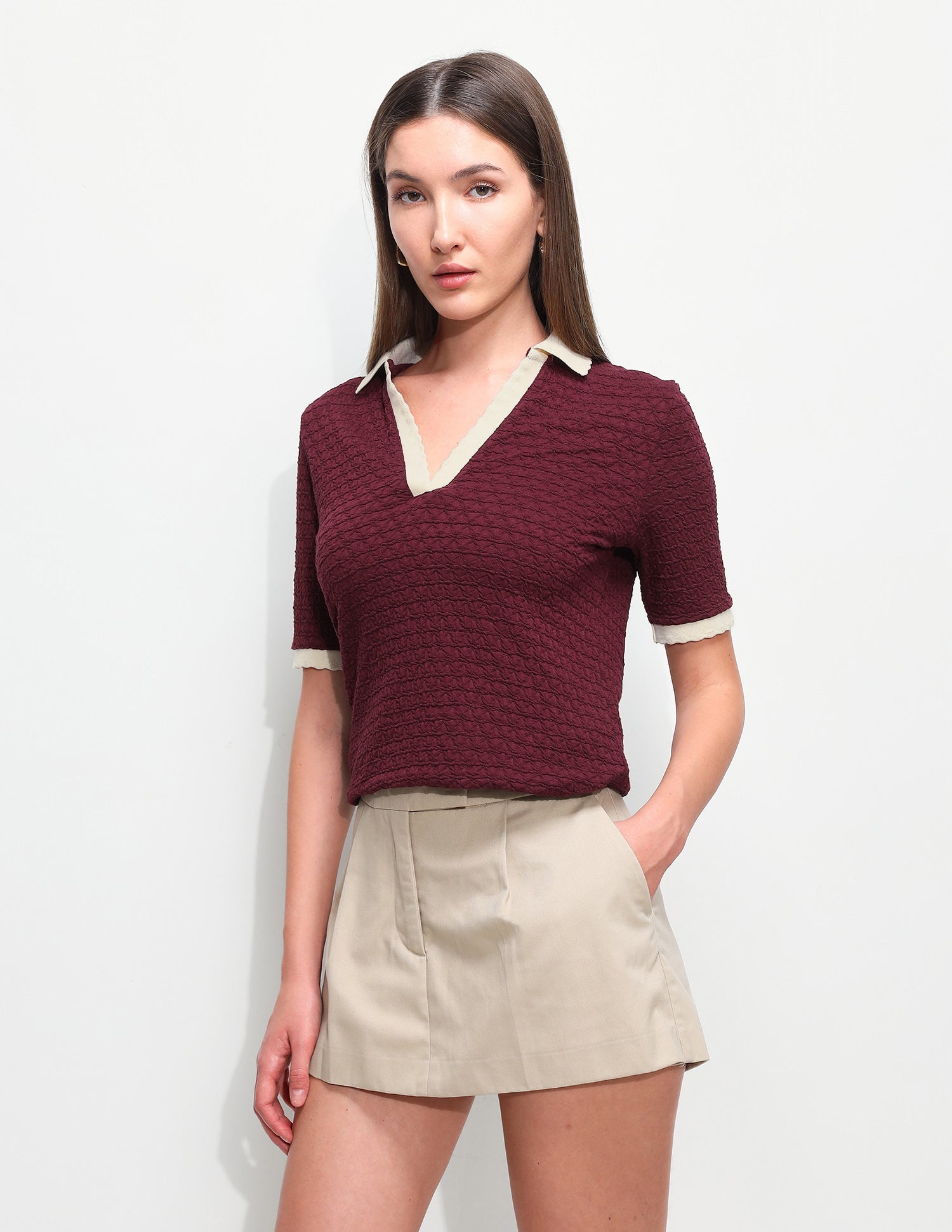 Textured Regular Fit Polo Shirt Maroon - U.S. Polo Assn. India | Large