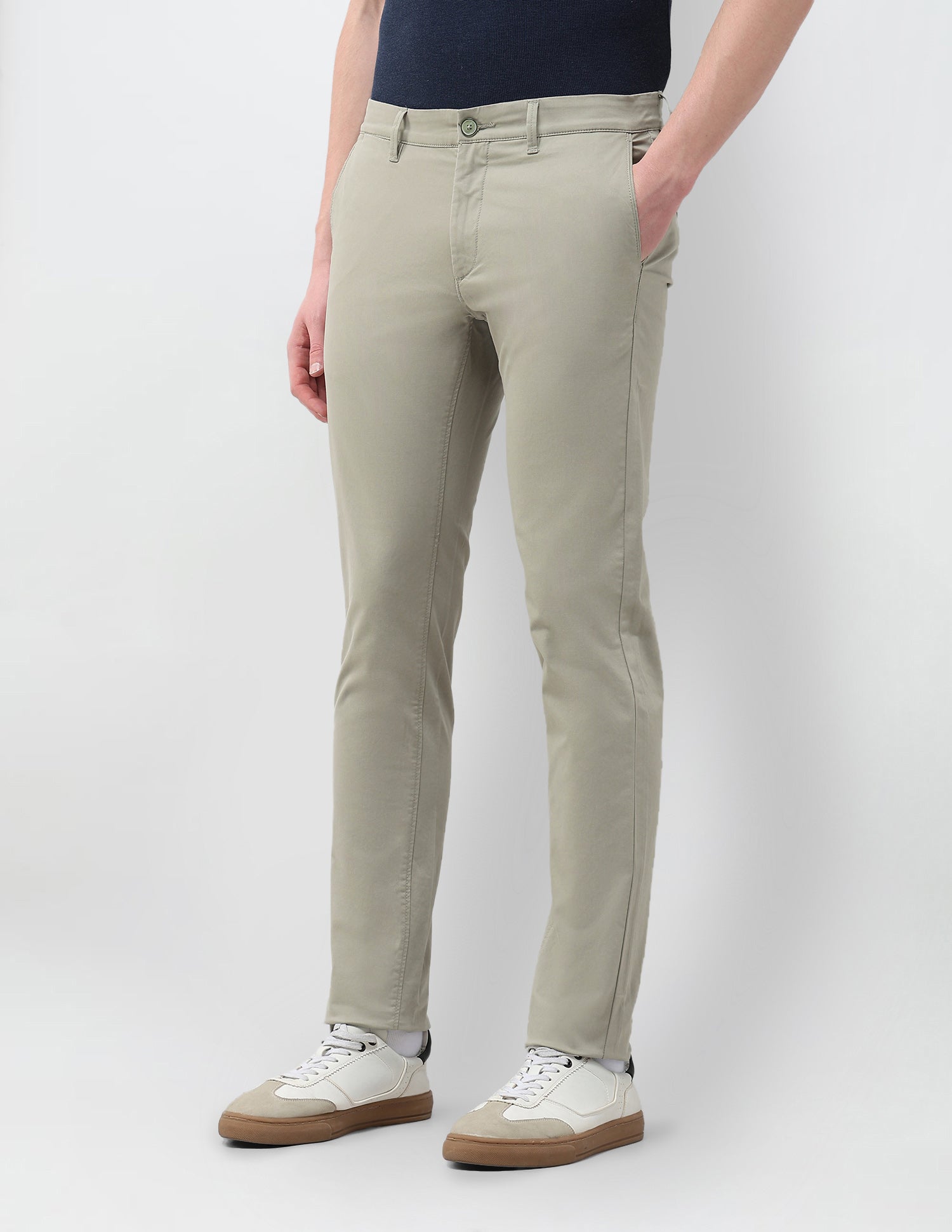 Denver Slim Fit Satin Trousers Light Olive - U.S. Polo Assn. India | Large
