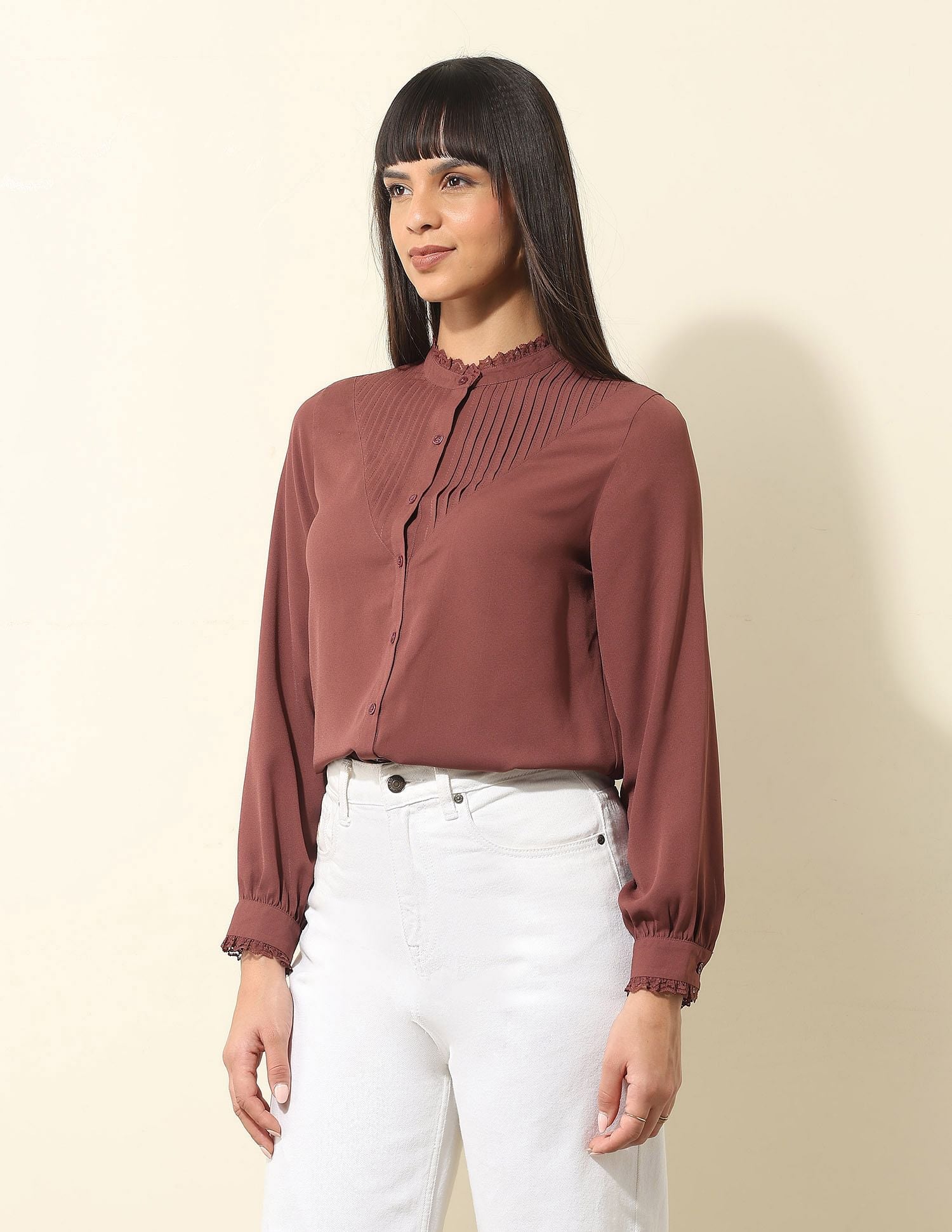 Ruffled Frill Top Maroon - U.S. POLO ASSN. | Large