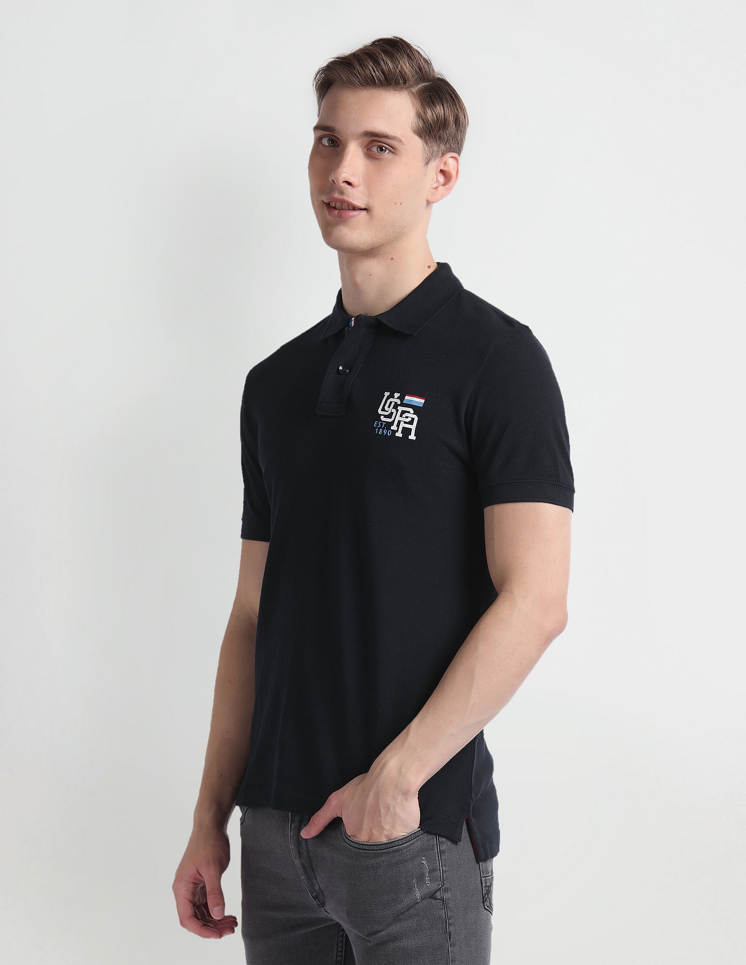 Solid Cotton Polo Shirt Navy - U.S. POLO ASSN. | Large