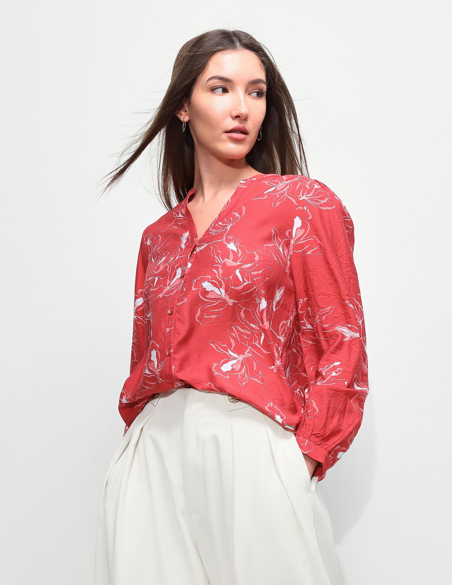 Floral Printed Relaxed Fit Top Red - U.S. Polo Assn. India | Large