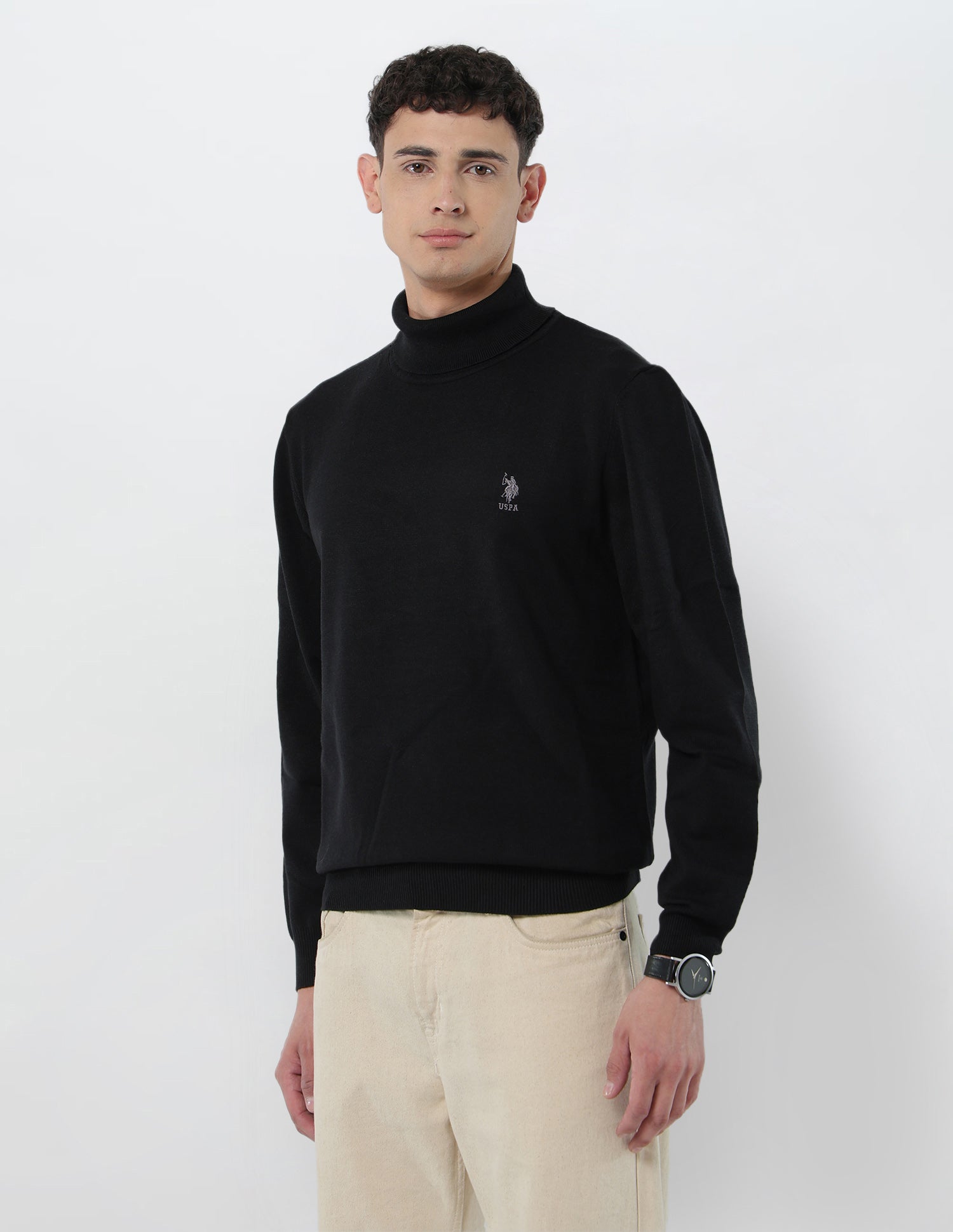 Turtleneck Regular Fit Sweater Black - U.S. Polo Assn. India | Large