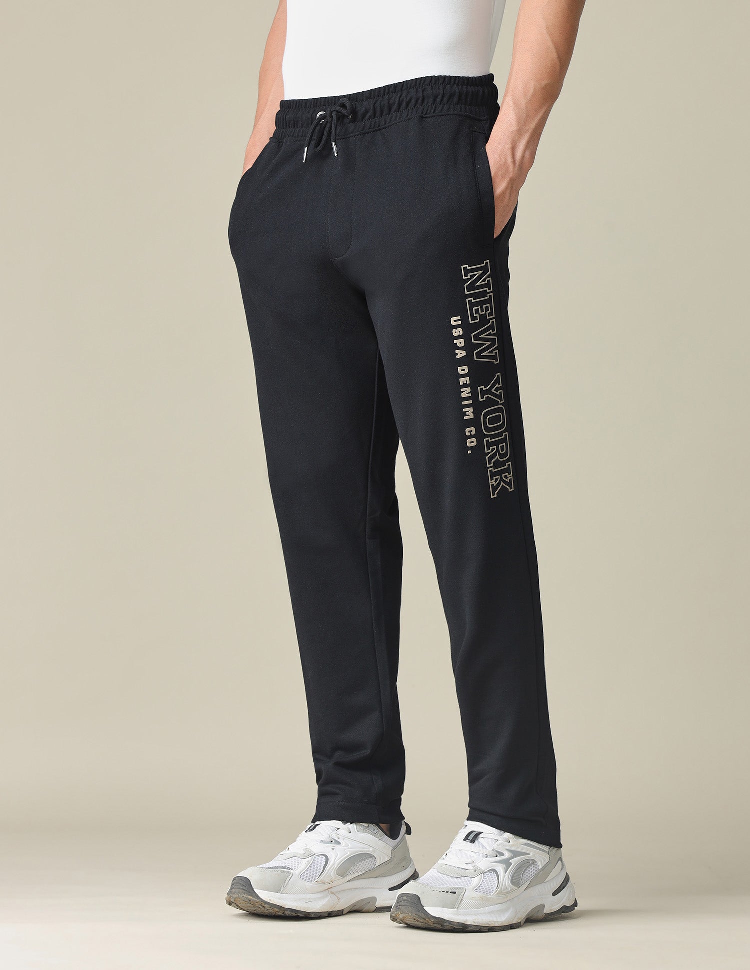 Brand Embossed Regular Fit Track Pants Black - U.S. POLO ASSN. | Large