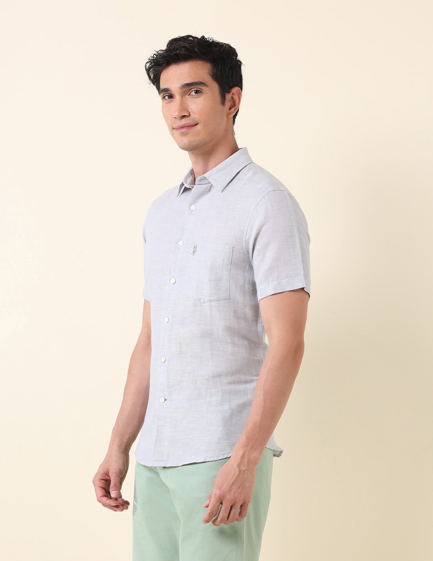 Textured Tailored Fit Shirt Grey - U.S. POLO ASSN. | Large