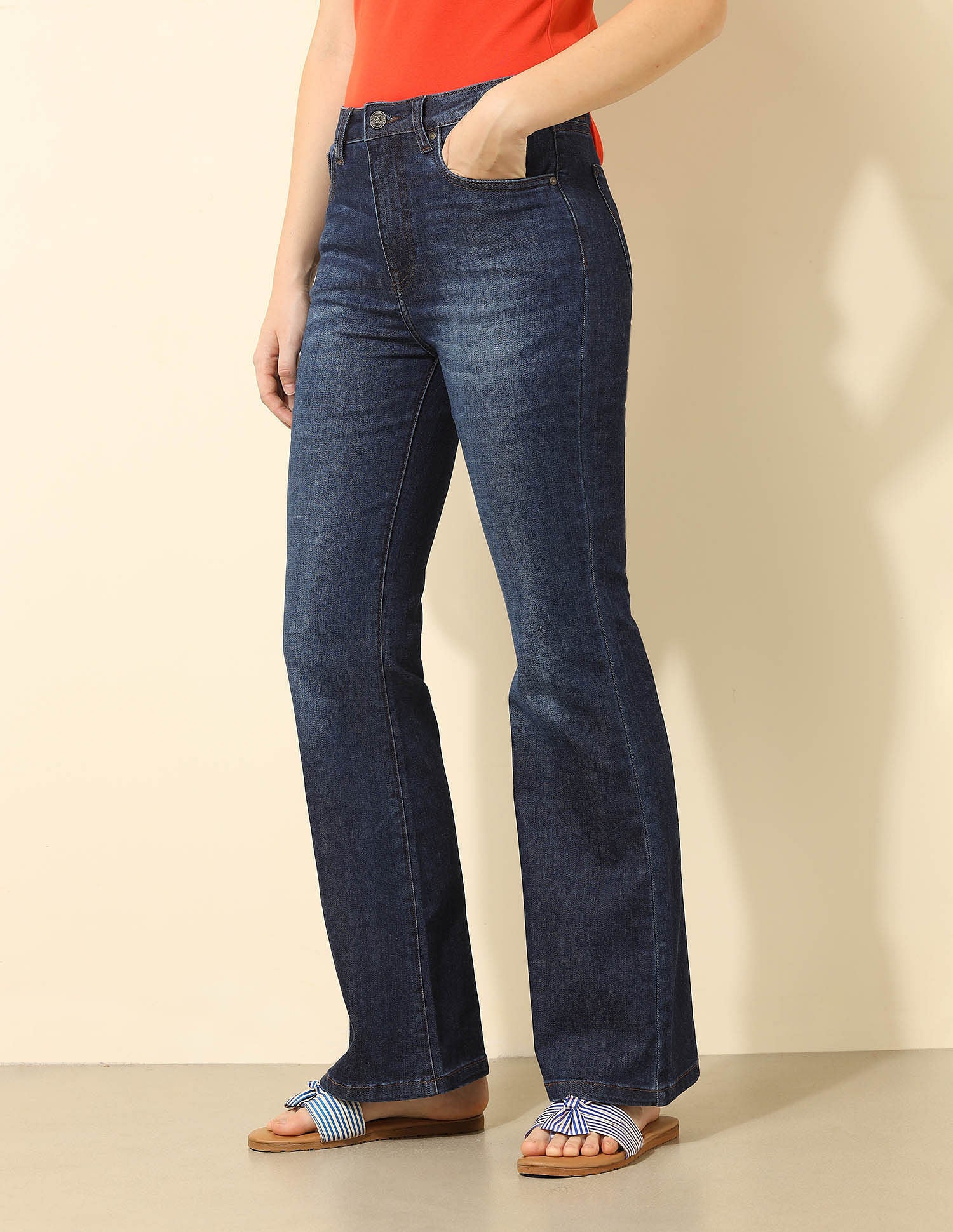 High Rise Wide Leg Jeans Dark Blue - U.S. Polo Assn. India | Large