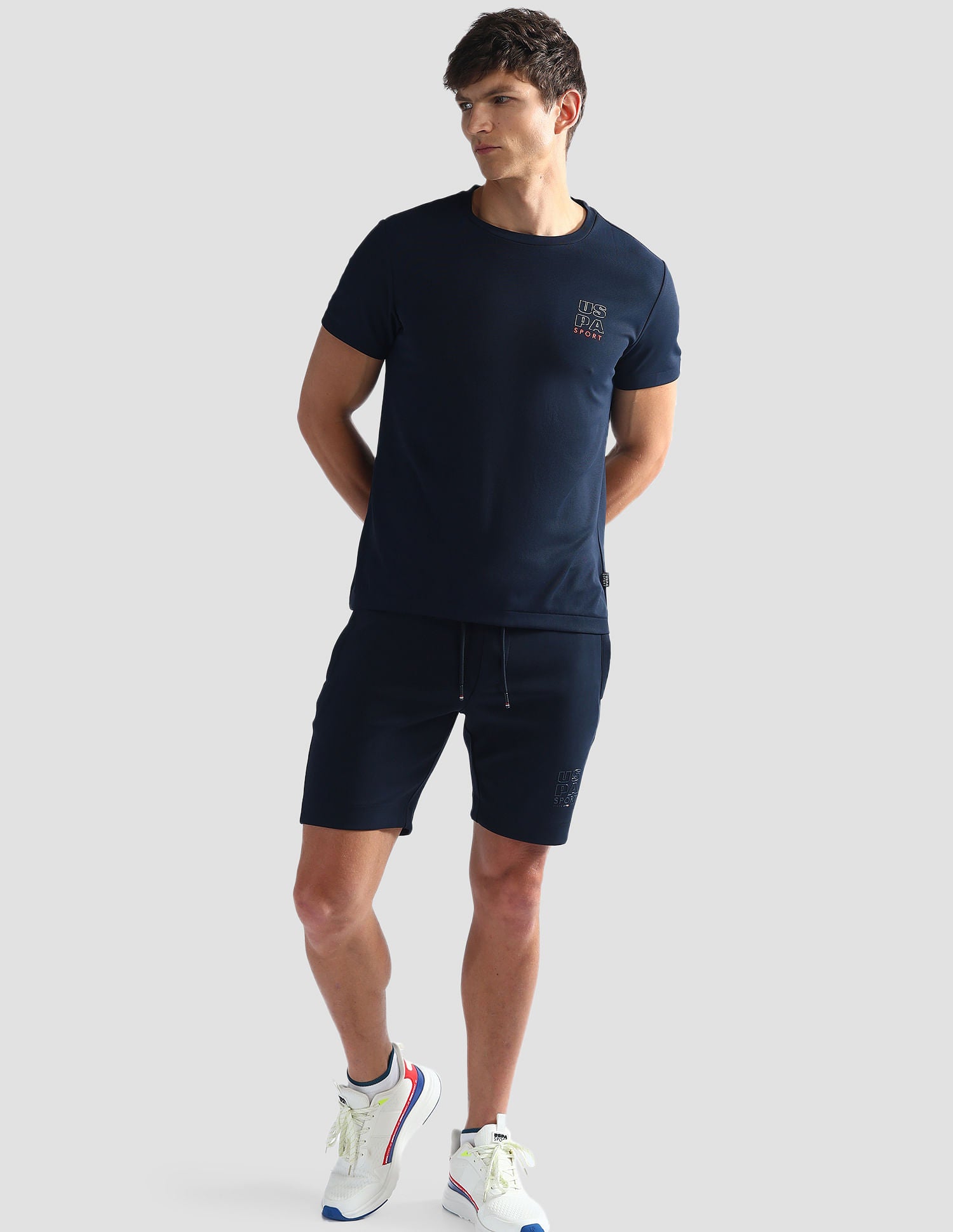 Brand Print Slim Fit Active T-Shirt Navy - U.S. Polo Assn. India | Large