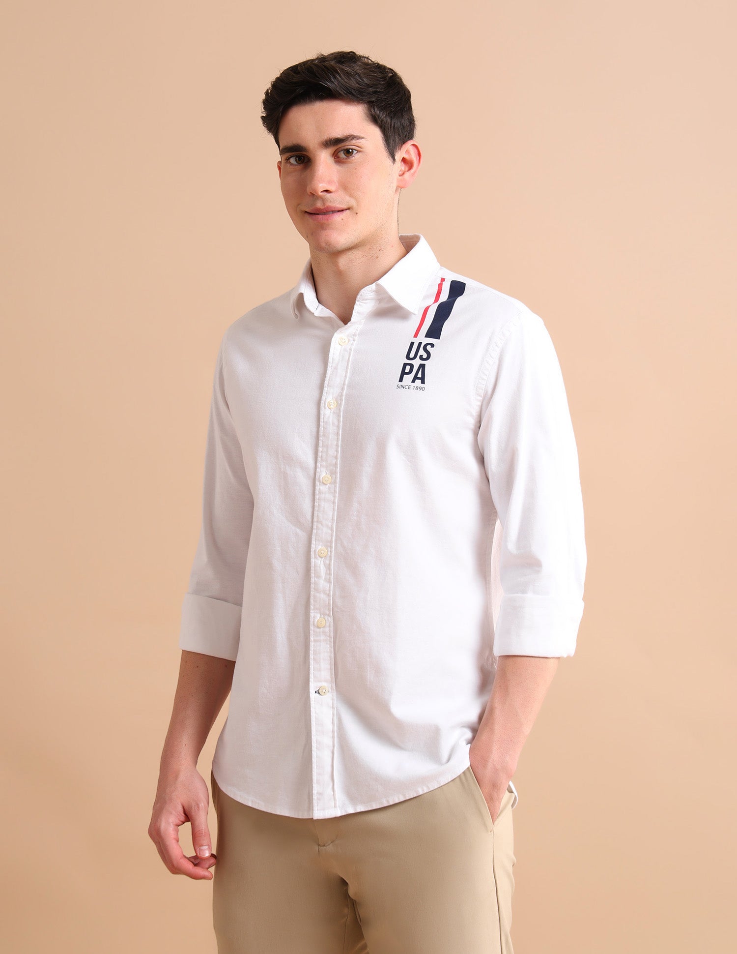 Oxford Logo Shirt White - U.S. POLO ASSN. | Large