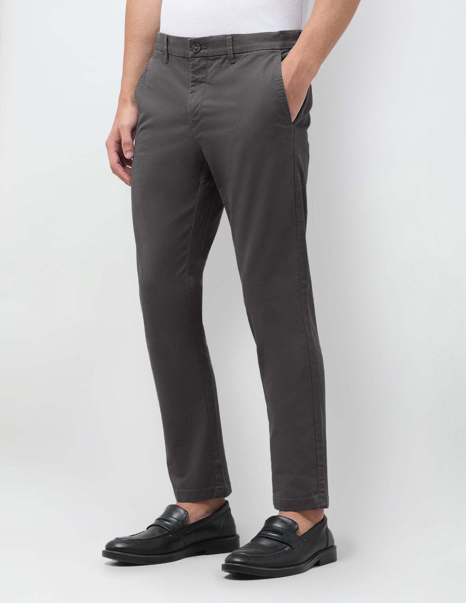 Slim Fit Satin Trousers Dark Grey - U.S. Polo Assn. India | Large