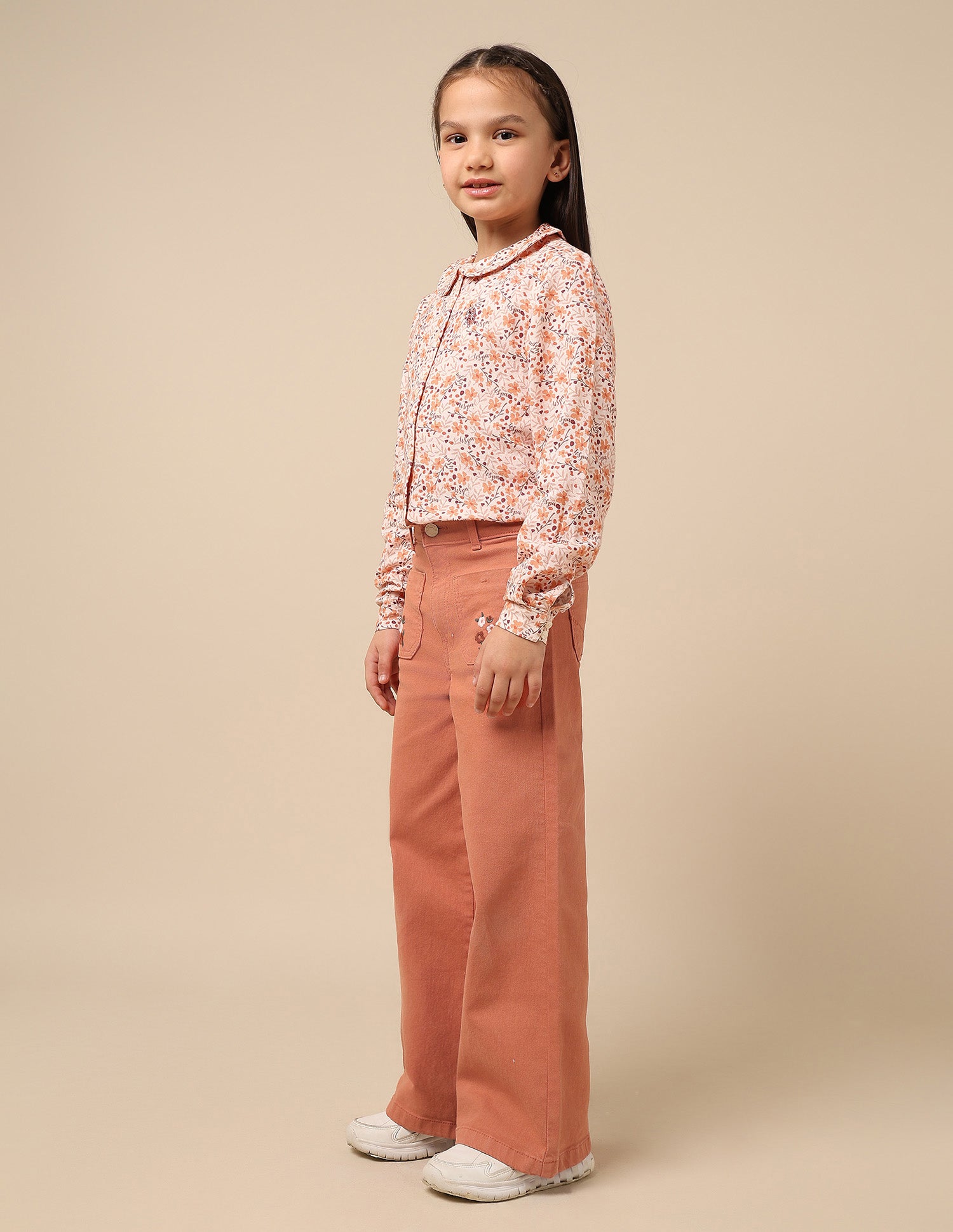 Girls Wide Leg Fit High Rise Jeans Rust - U.S. POLO ASSN. | Large