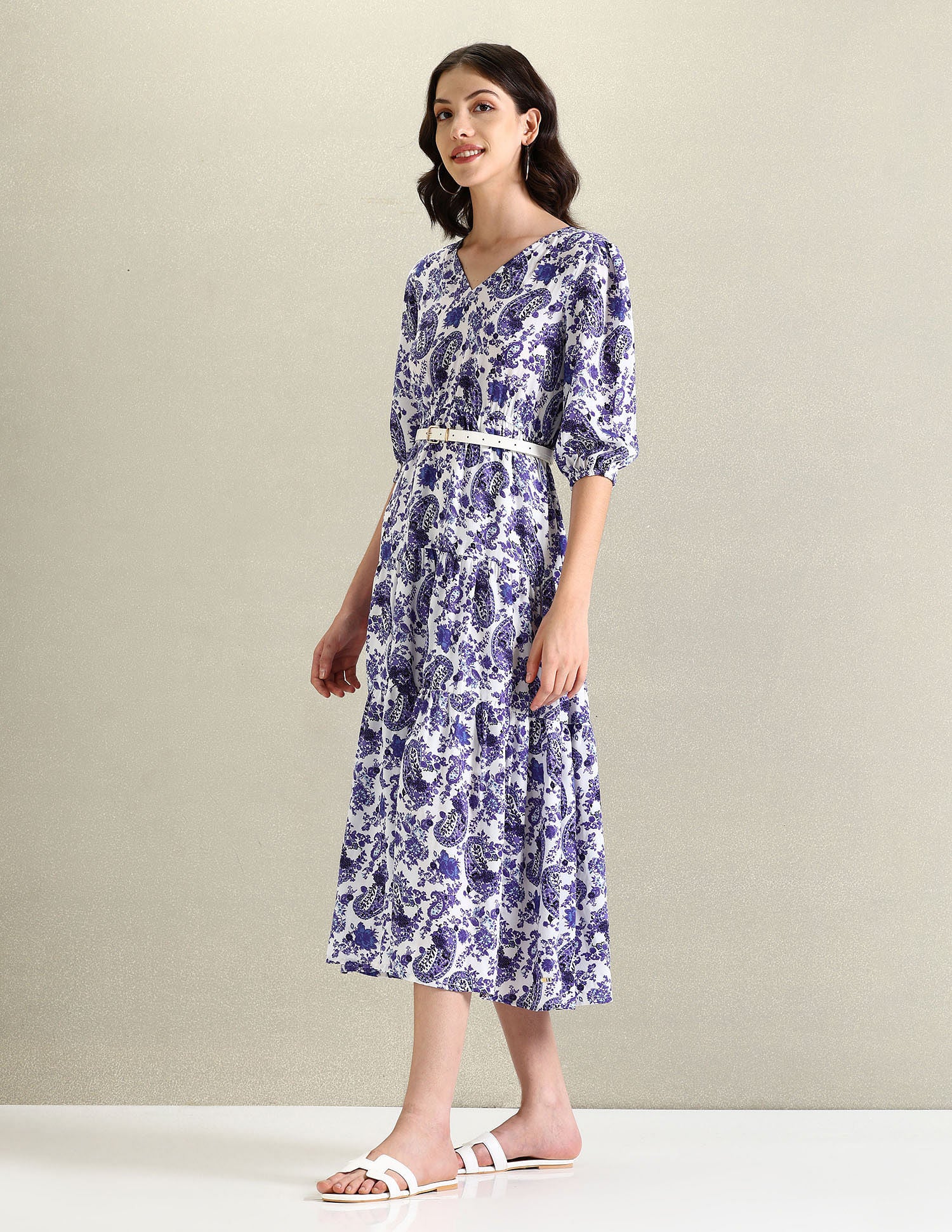 V-Neck Paisley Print Dress Blue - U.S. POLO ASSN. | Large