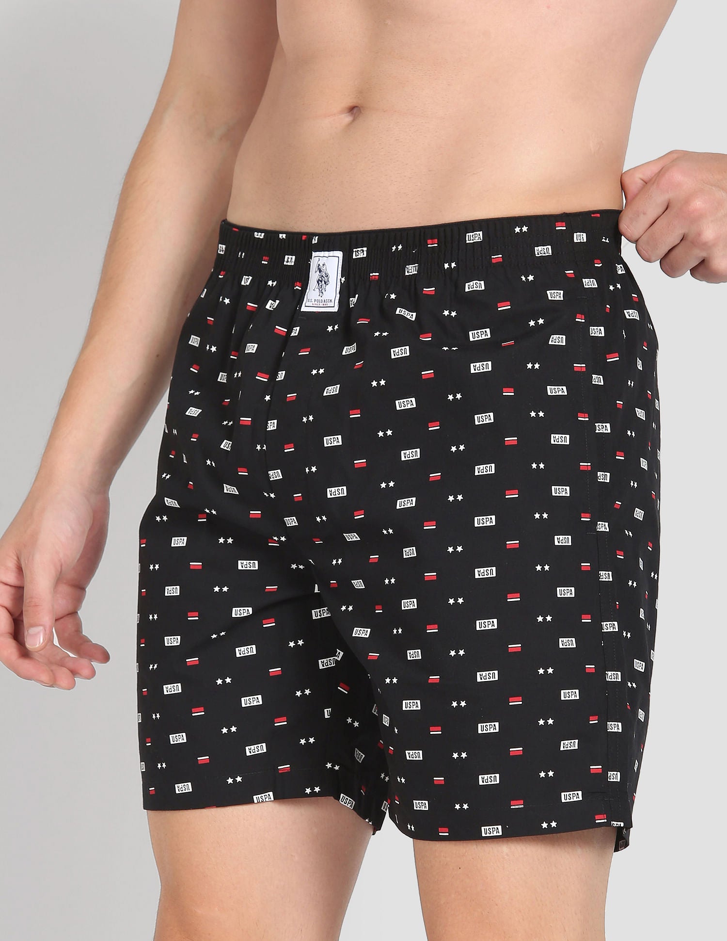 Pure Cotton Printed I600 Boxers - Pack Of 1 Black - U.S. POLO ASSN. | Large