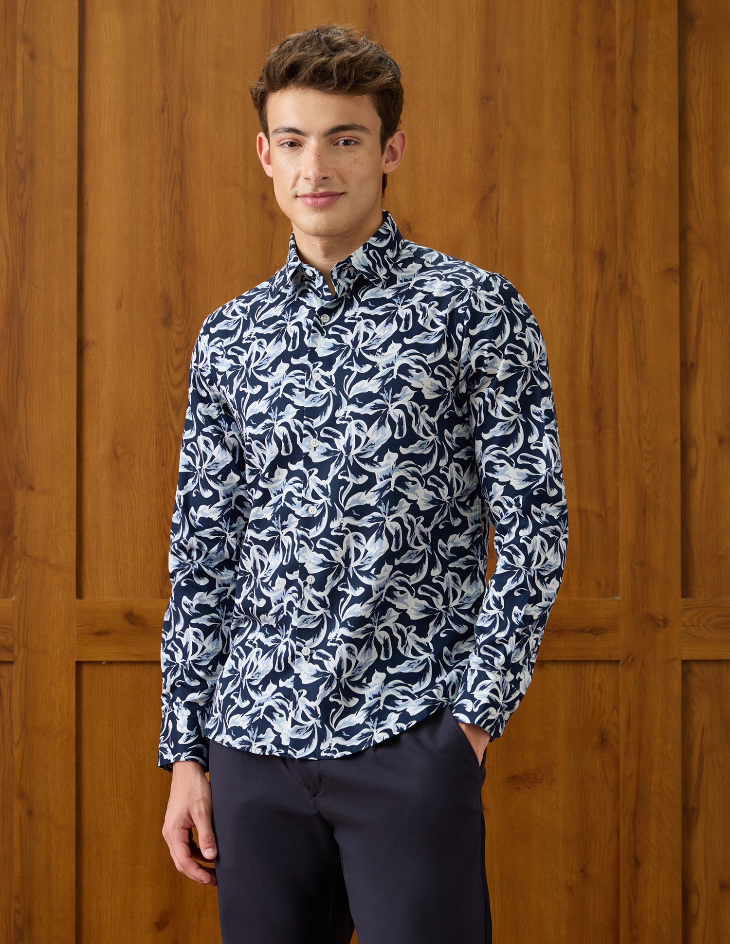 Abstract Printed Satin Shirt Navy - U.S. Polo Assn. India | Large