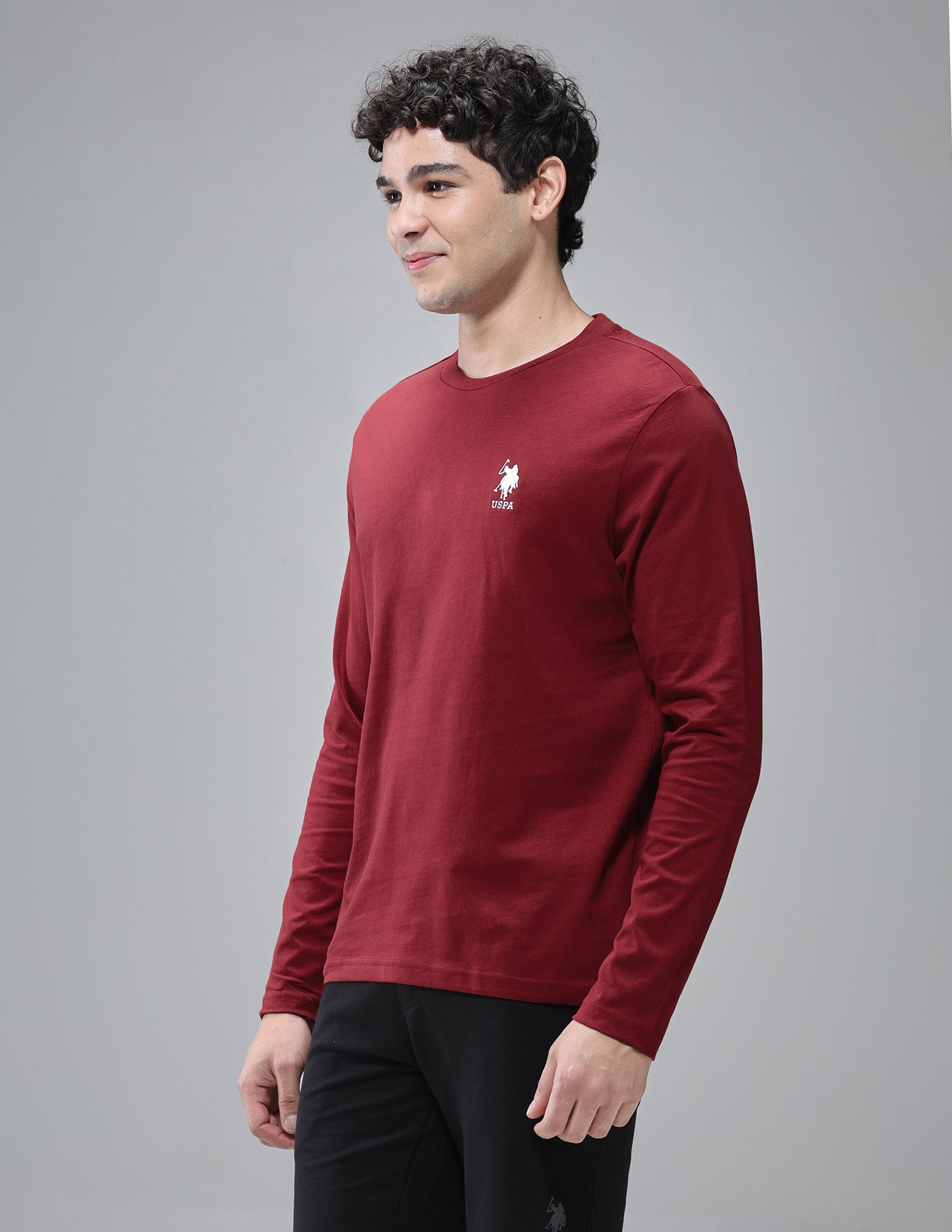 Pure Cotton Long Sleeve I693 Lounge T-Shirt - Pack Of 1 Red - U.S. Polo Assn. India | Large