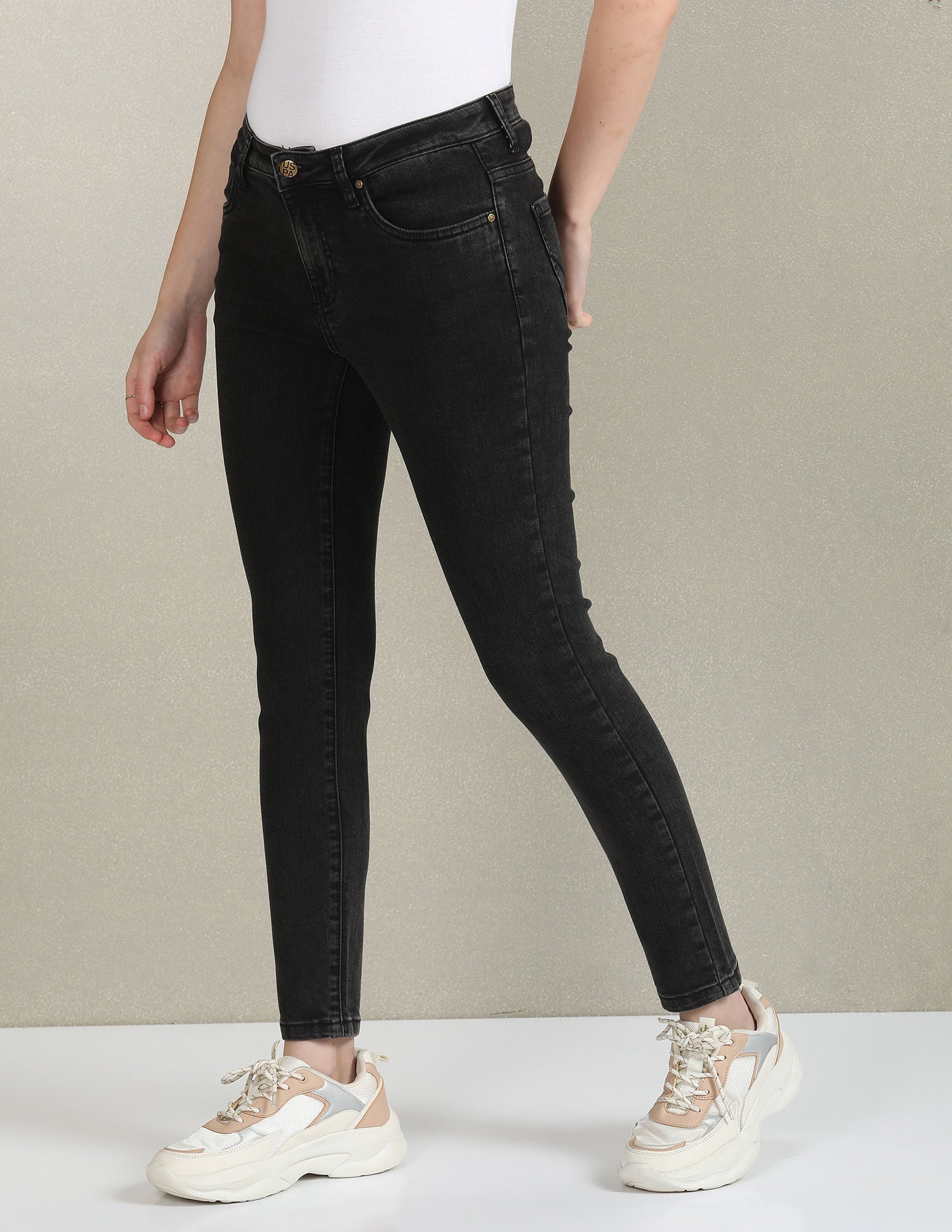 Skinny Fit Rinsed Jeans Dark Grey - U.S. Polo Assn. India | Large