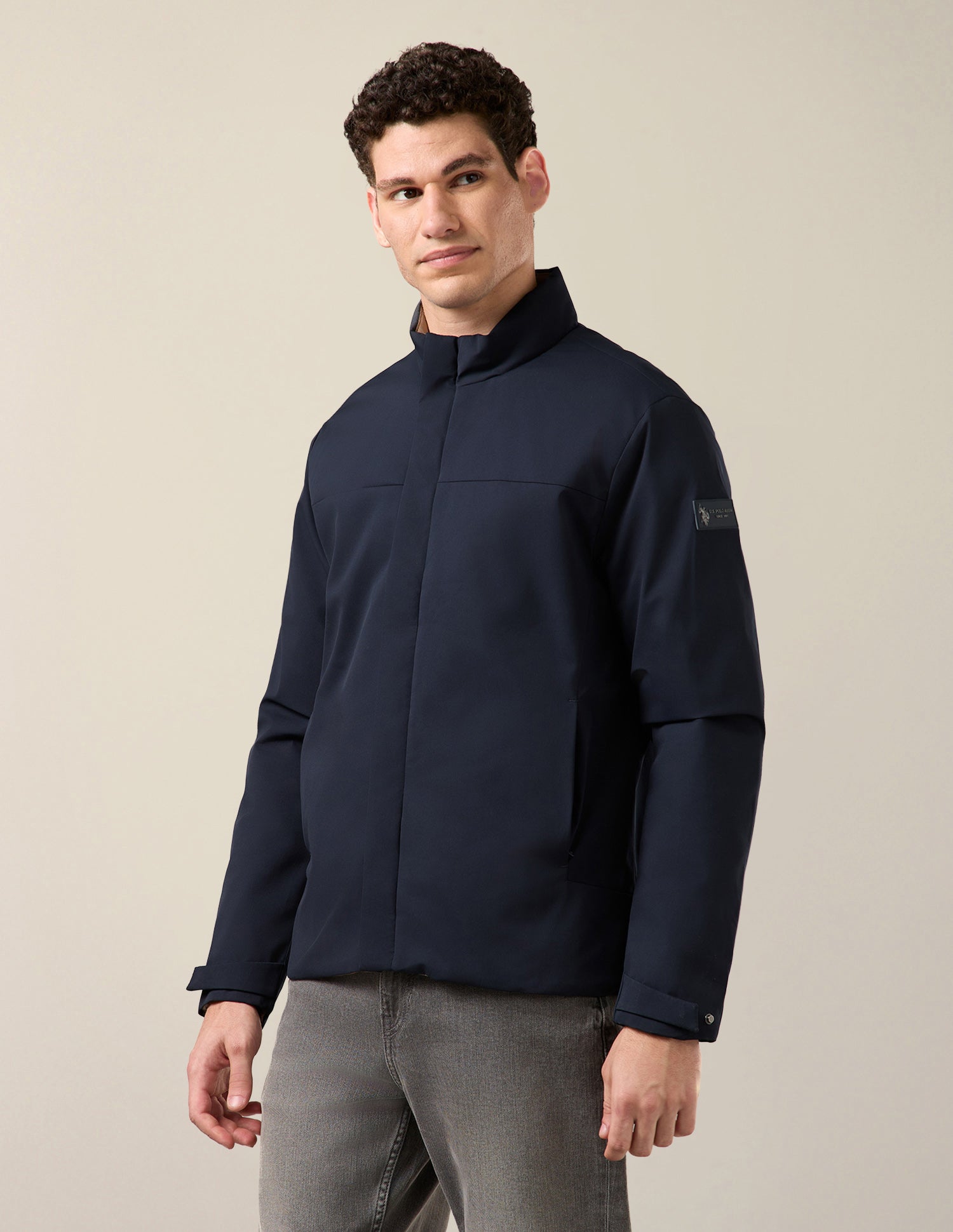Solid Regular Fit Reversible Jacket Navy - U.S. Polo Assn. India | Large