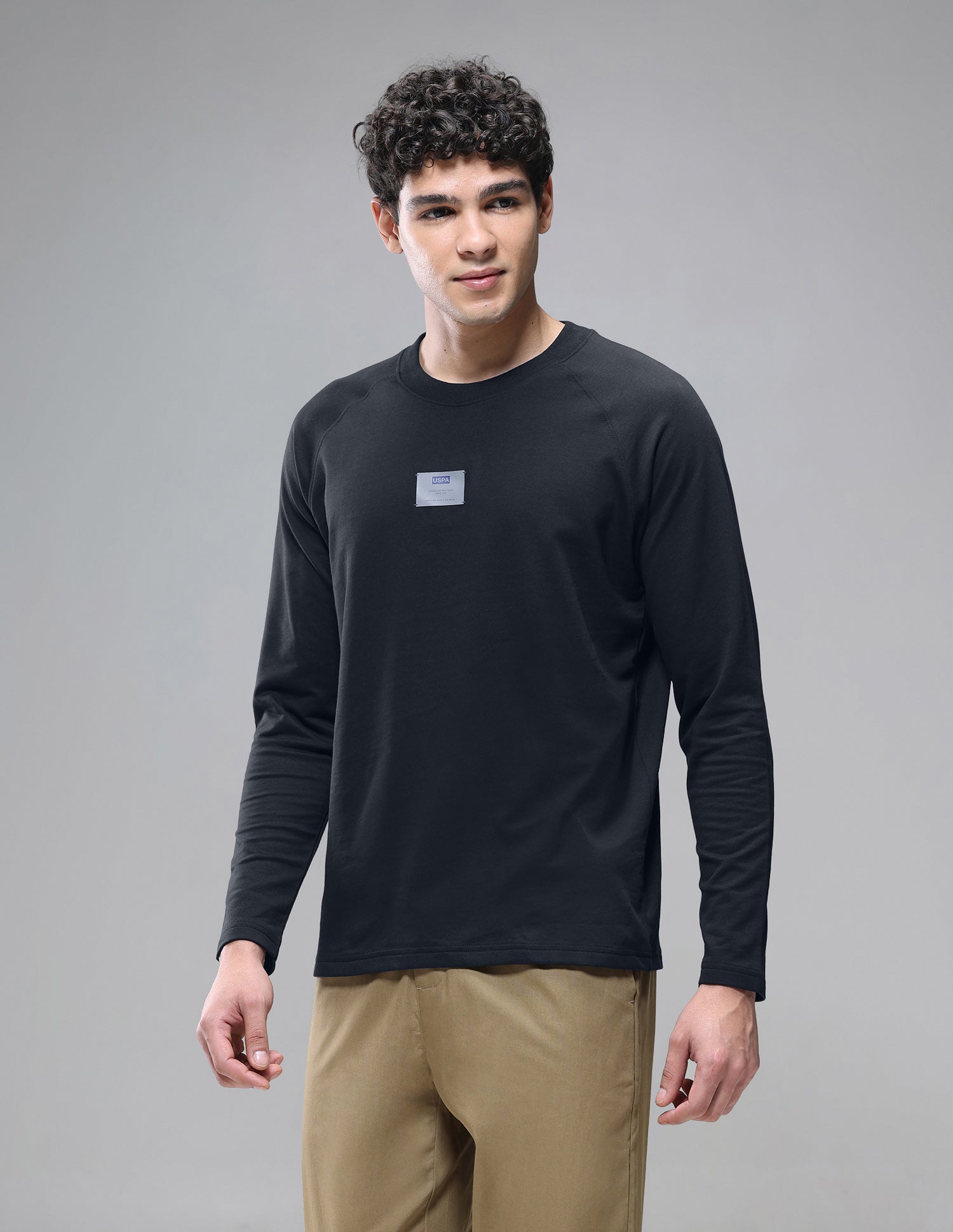 Raglan Full Sleeve Loopknit Lounge T-Shirt Uspa Black - U.S. Polo Assn. India | Large
