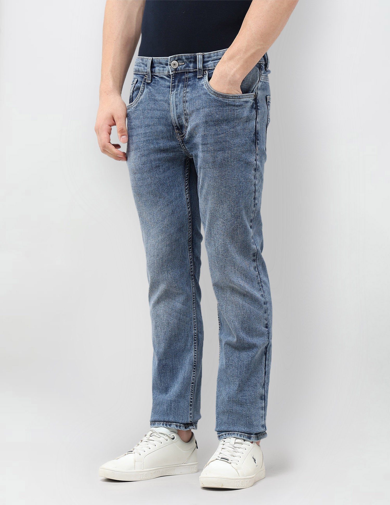 Harold Slim Straight Fit Blue Jeans Light Indigo - U.S. POLO ASSN. | Large