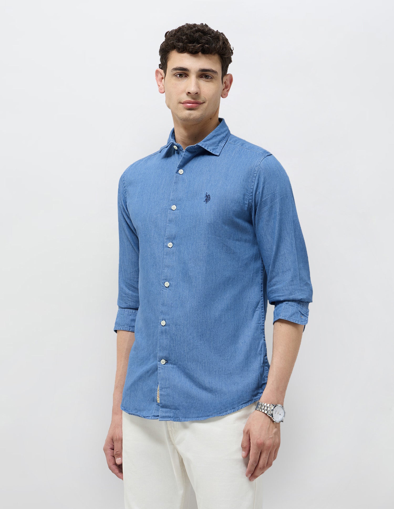Twill Slim Fit Shirt Indigo - U.S. POLO ASSN. | Large