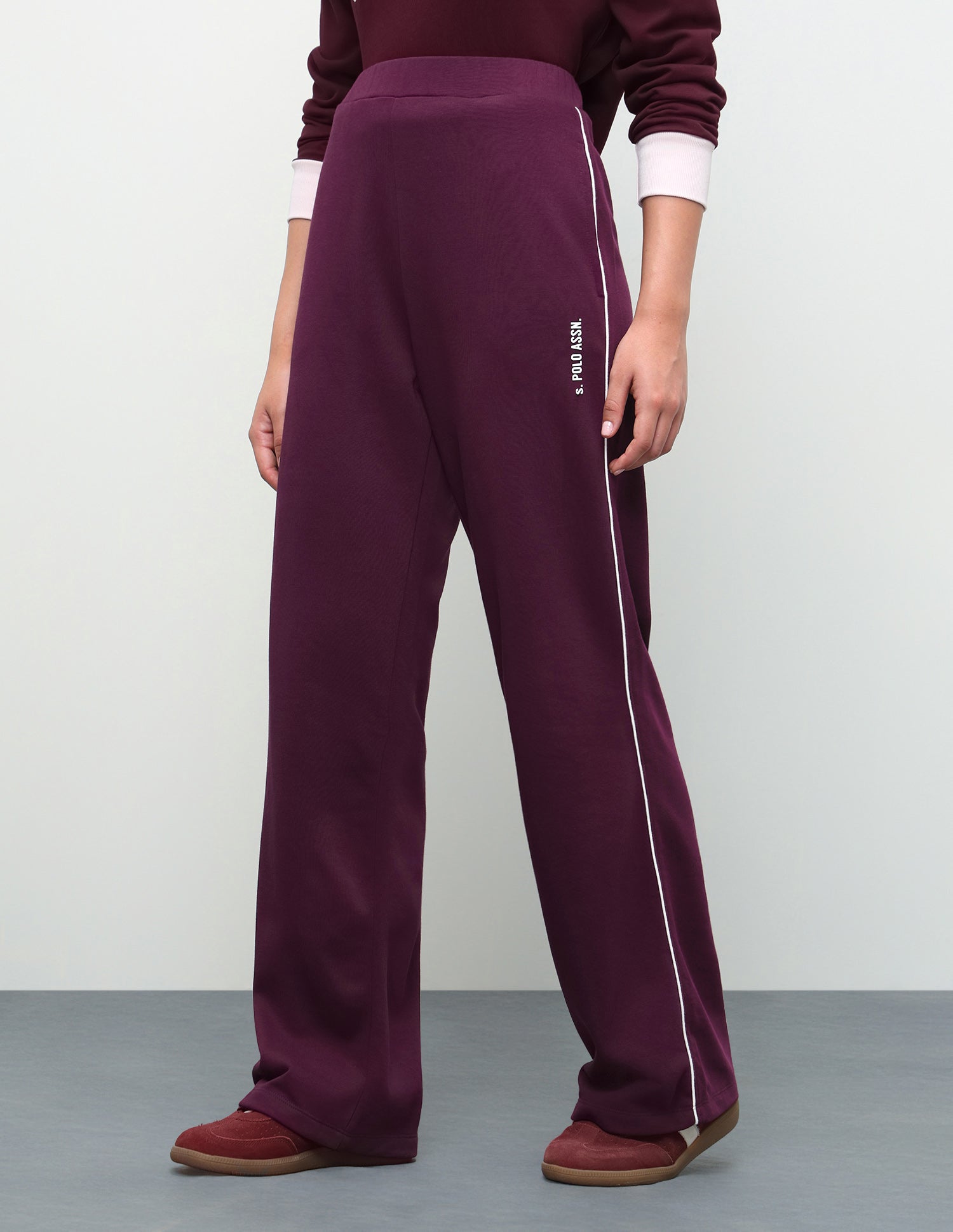 High Rise Straight Fit Trousers Wine - U.S. Polo Assn. India | Large