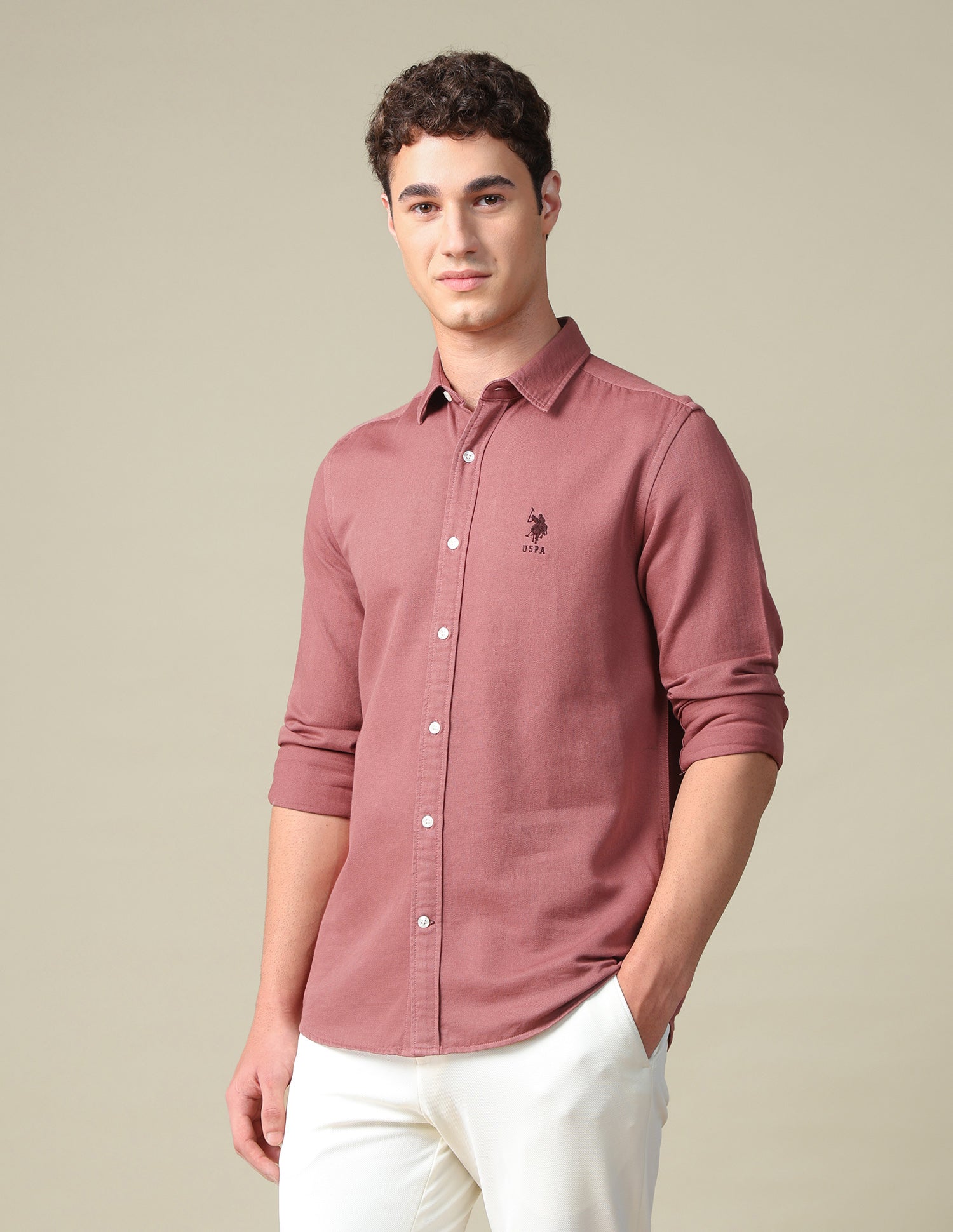 Solid Regular Fit Shirt Rust - U.S. Polo Assn. India | Large