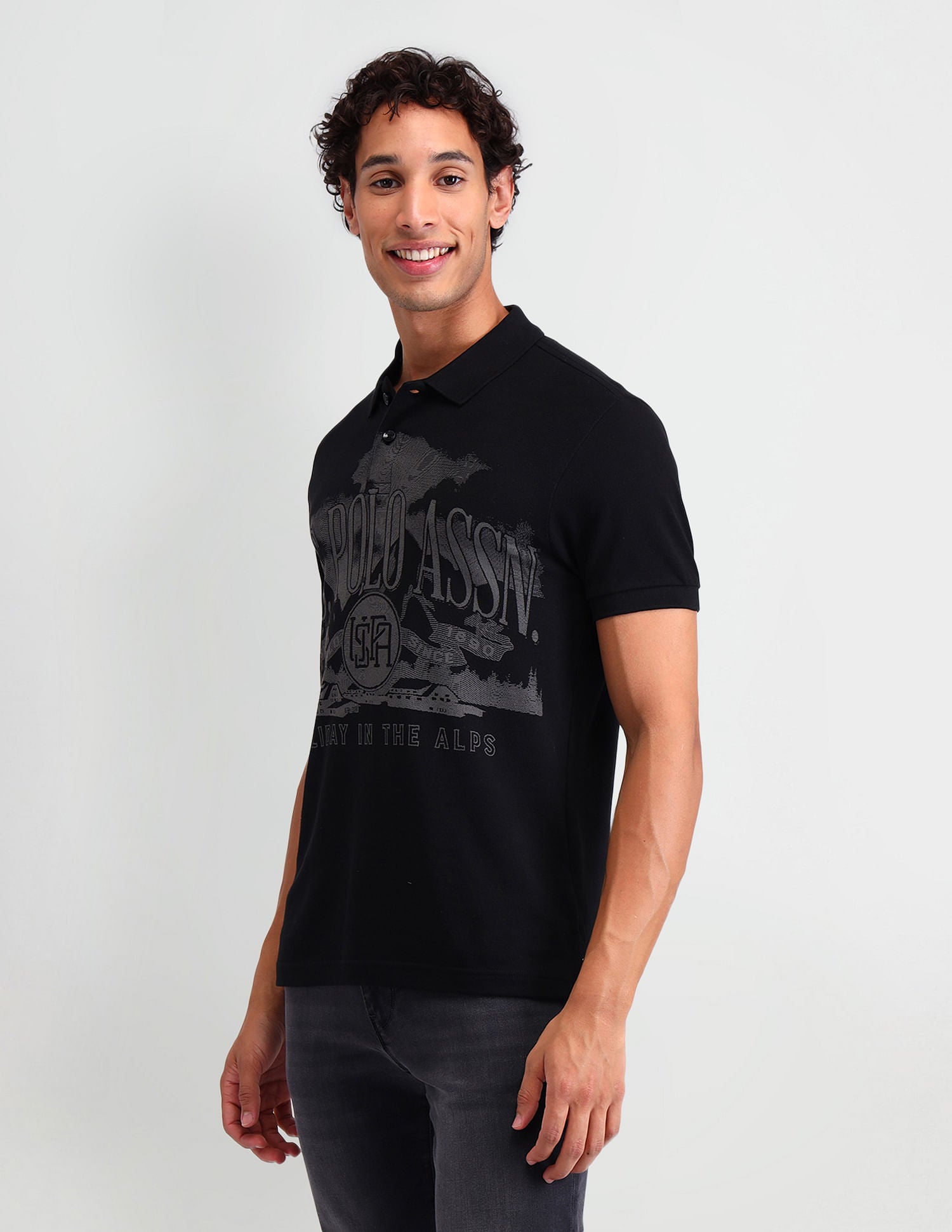 Outdoor Muscle Fit Brand Polo Shirt Black - U.S. POLO ASSN. | Large