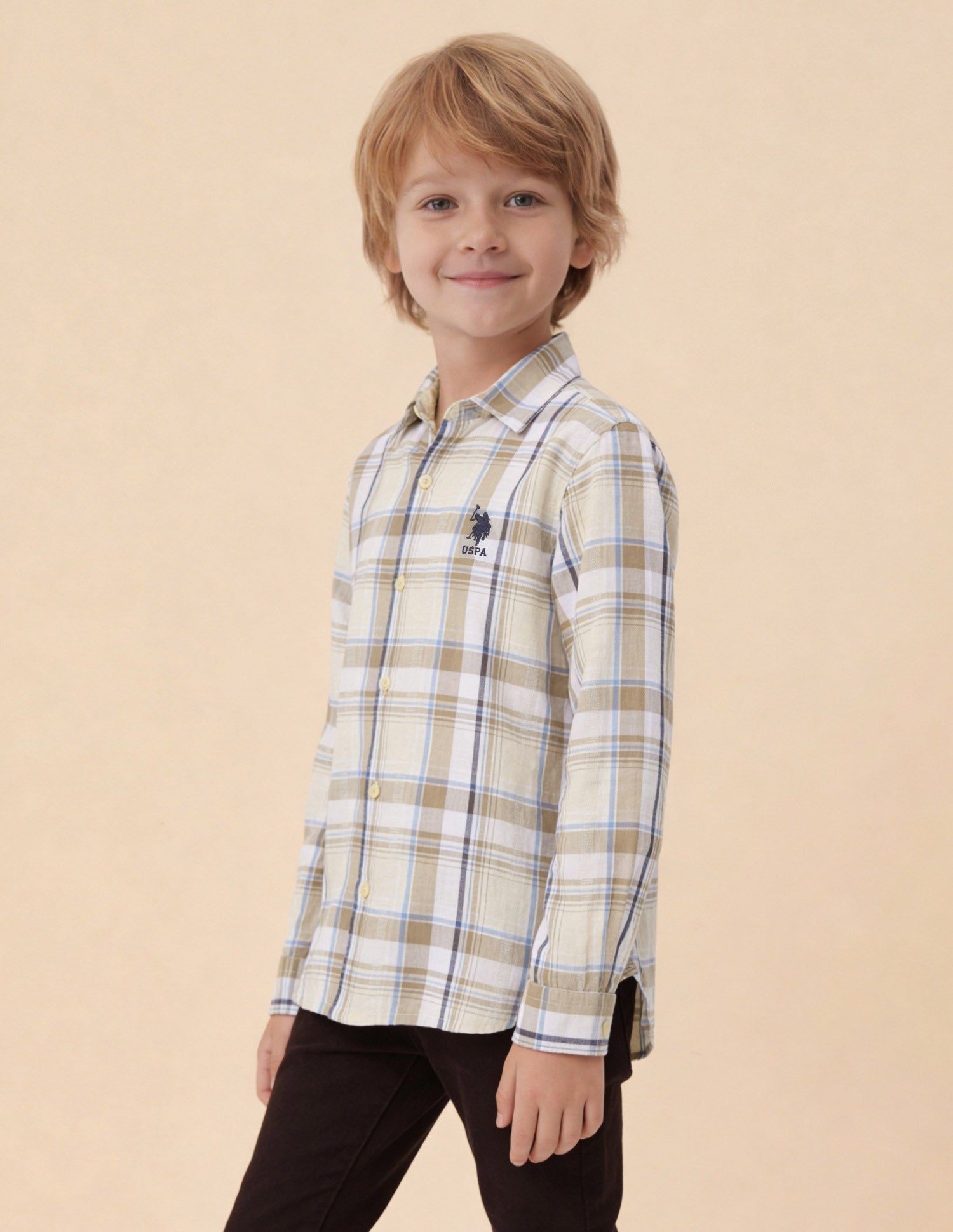 Tartan Checked Dobby Shirt Beige - U.S. Polo Assn. India | Large