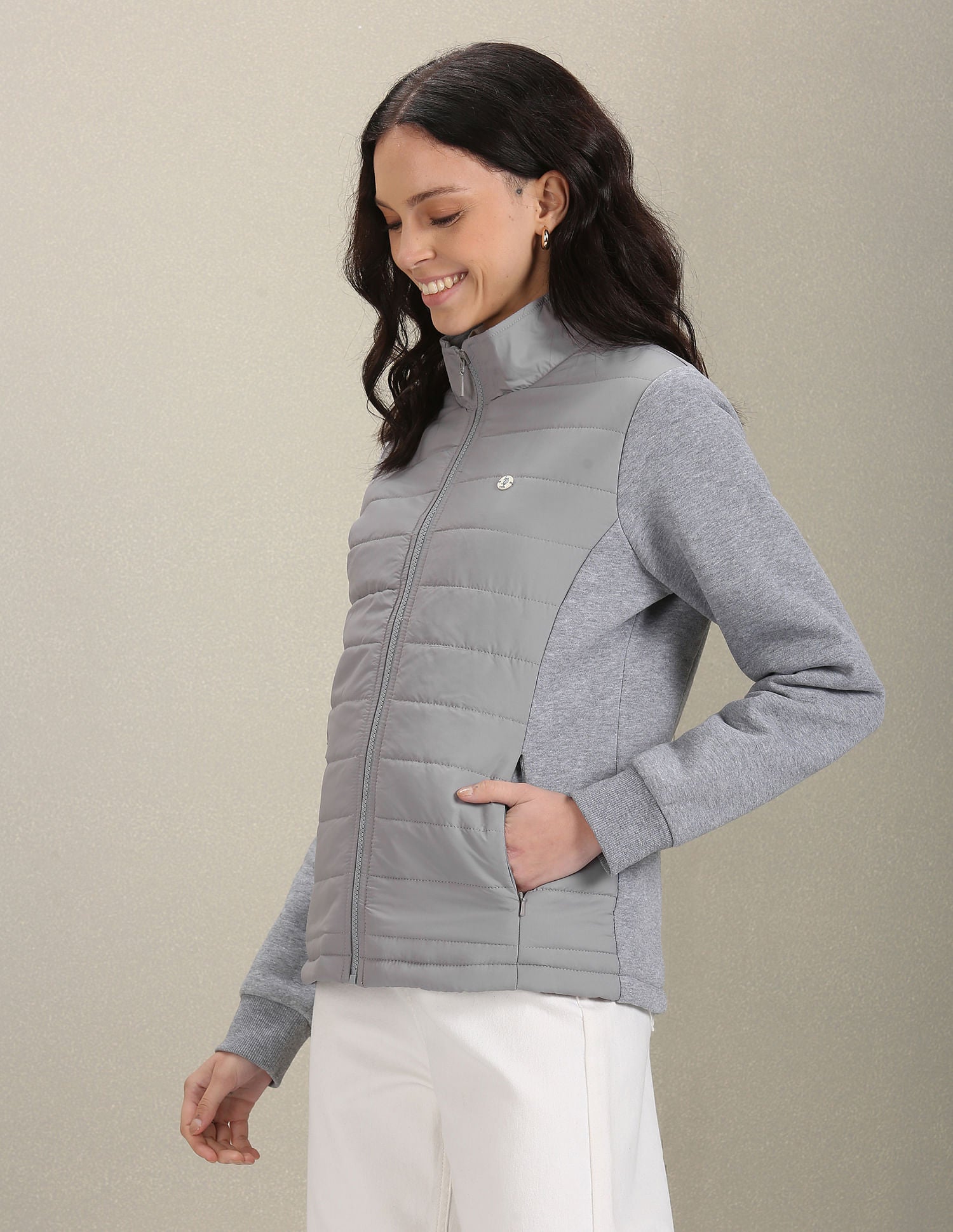 High Neck Puffer Jacket Grey - U.S. Polo Assn. India | Large