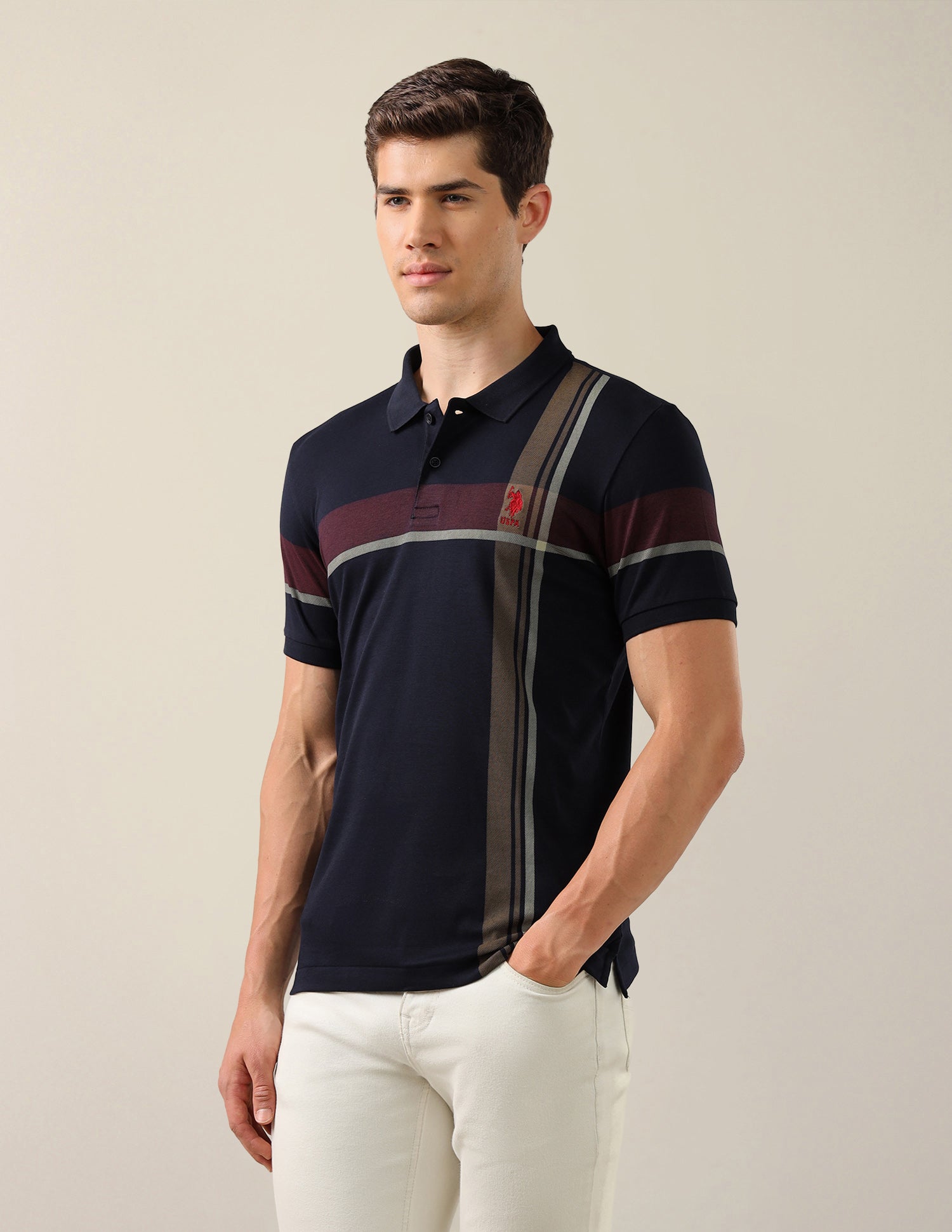 Solid Slim Fit Polo Shirt Navy - U.S. Polo Assn. India | Large