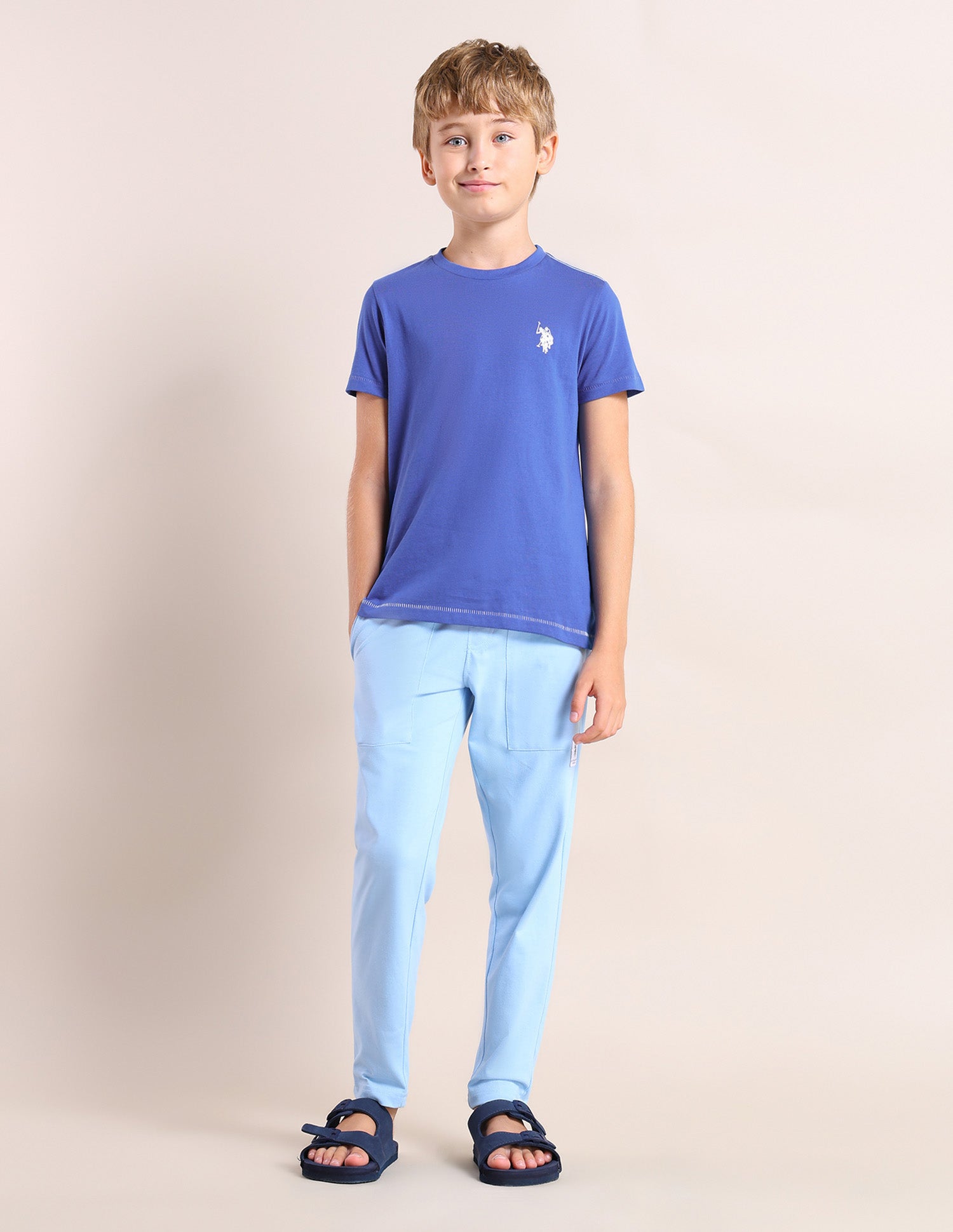 Boys Comfort Fit Pure Cotton T-Shirt - Pack Of 2 Blue and Purple - U.S. POLO ASSN. | Large