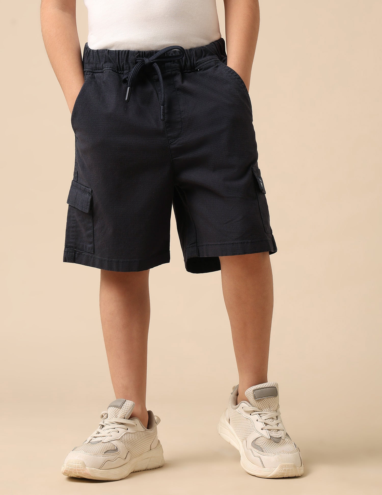 Boys Relaxed Fit Textured Cargo Shorts Navy - U.S. POLO ASSN. | Large