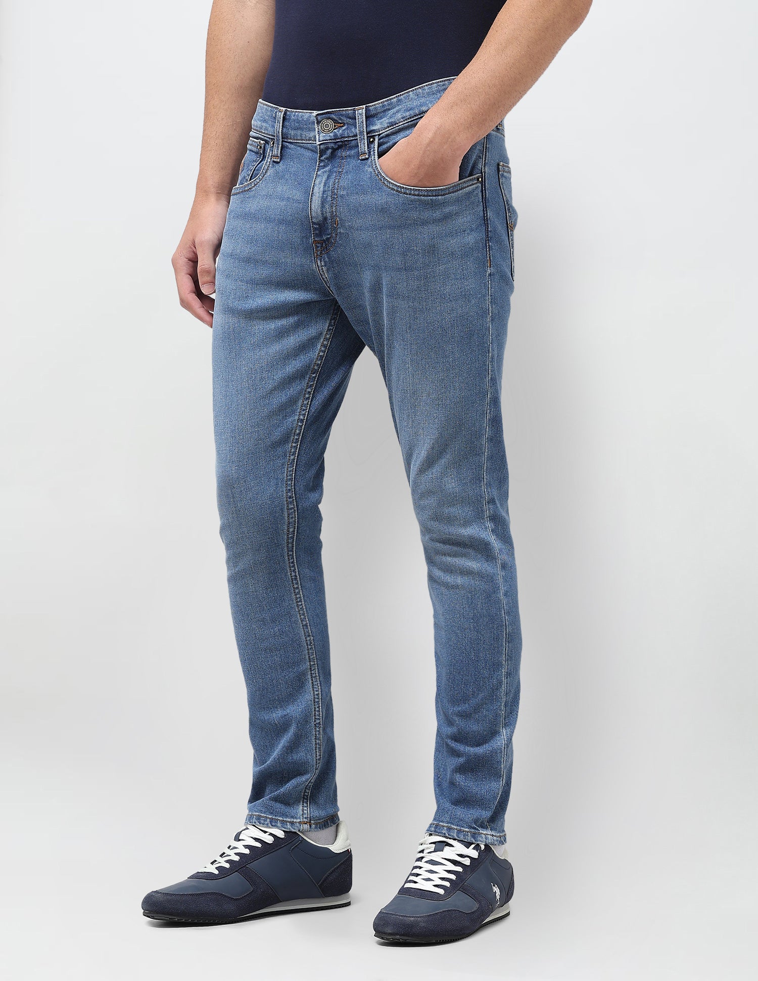 Henry Tapered Fit Blue Jeans Mid Blue - U.S. Polo Assn. India | Large