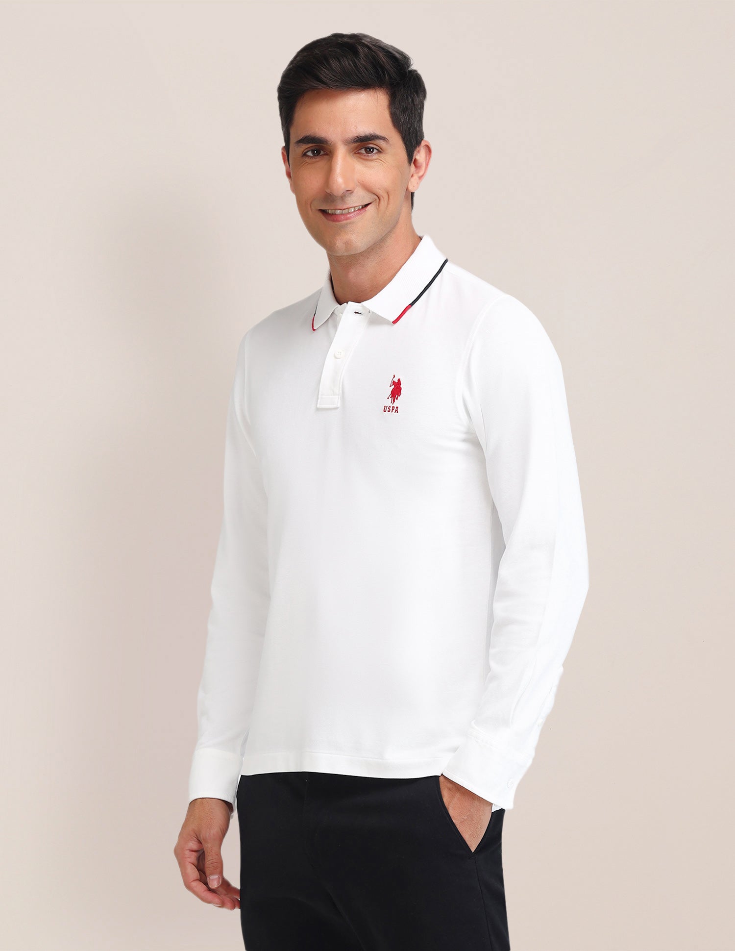 Solid Pattern Slim Fit Polo Shirt White - U.S. POLO ASSN. | Large