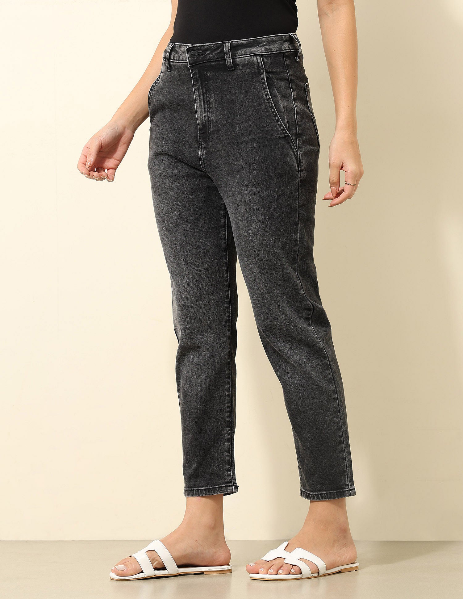 High Rise Mom Fit Jeans Charcoal - U.S. POLO ASSN. | Large