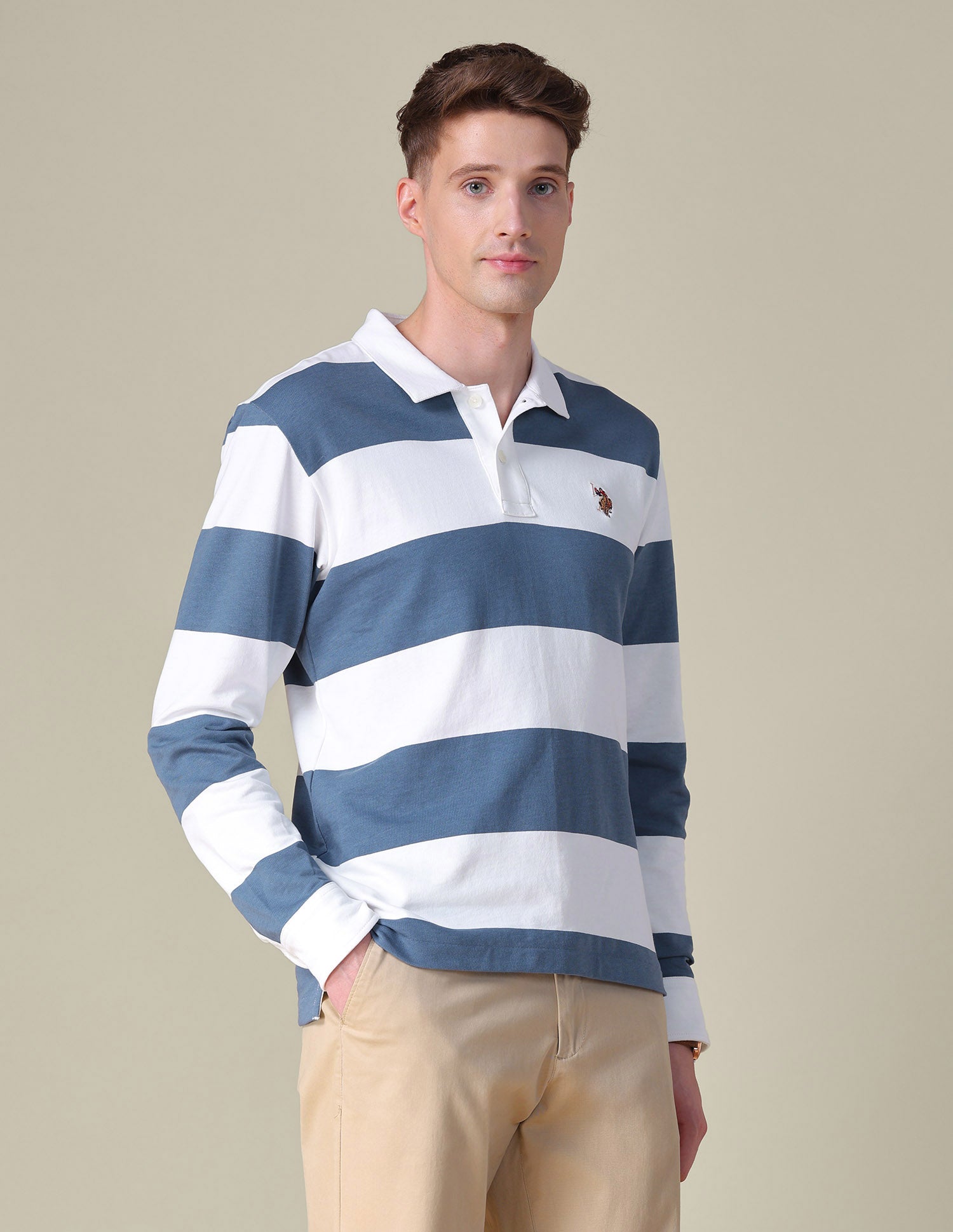 Horizontal Striped Slim Fit Polo Shirt Blue - U.S. POLO ASSN. | Large
