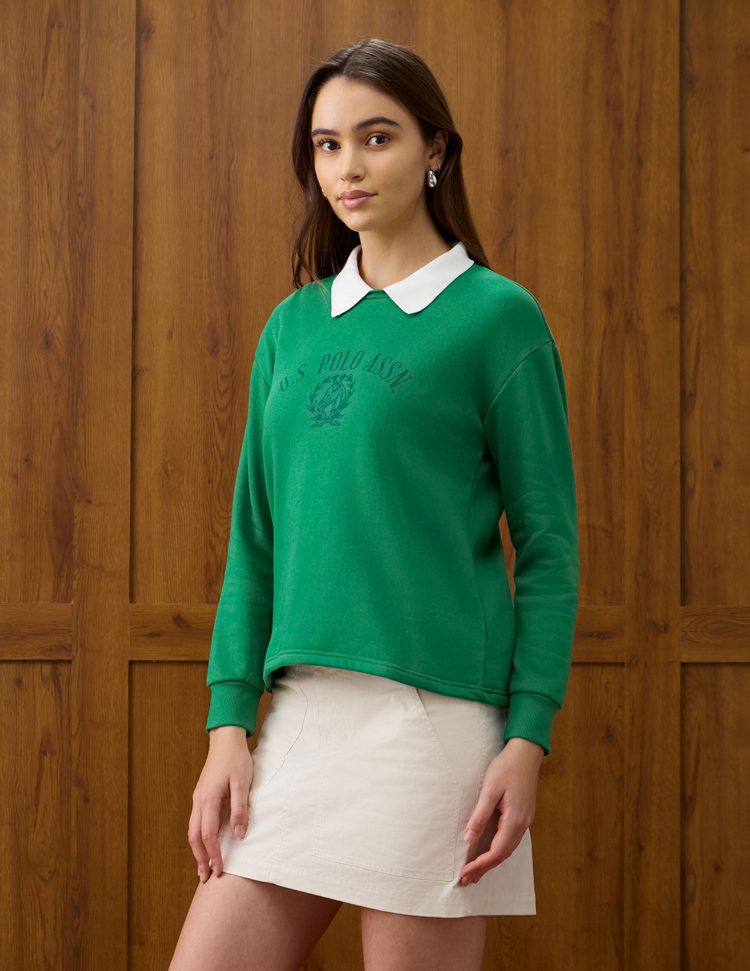 Brand Applique Printed Regular Fit Sweater Green - U.S. POLO ASSN. | Large