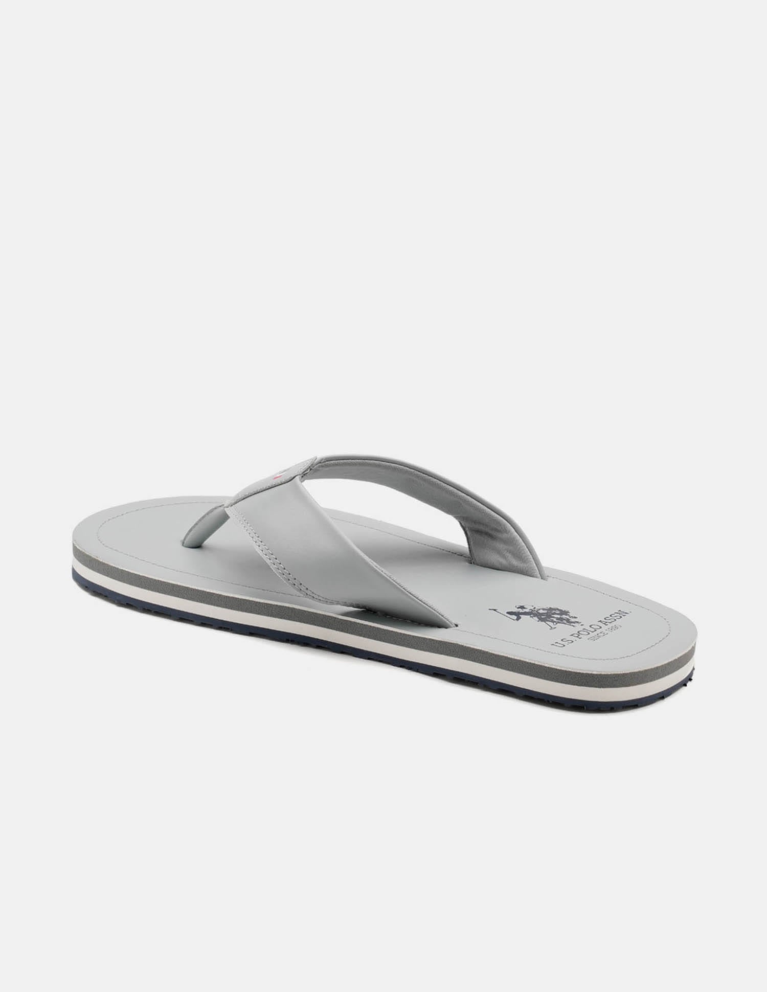 Men Nesta Striped Flip Flops Light Grey - U.S. Polo Assn. India | Large