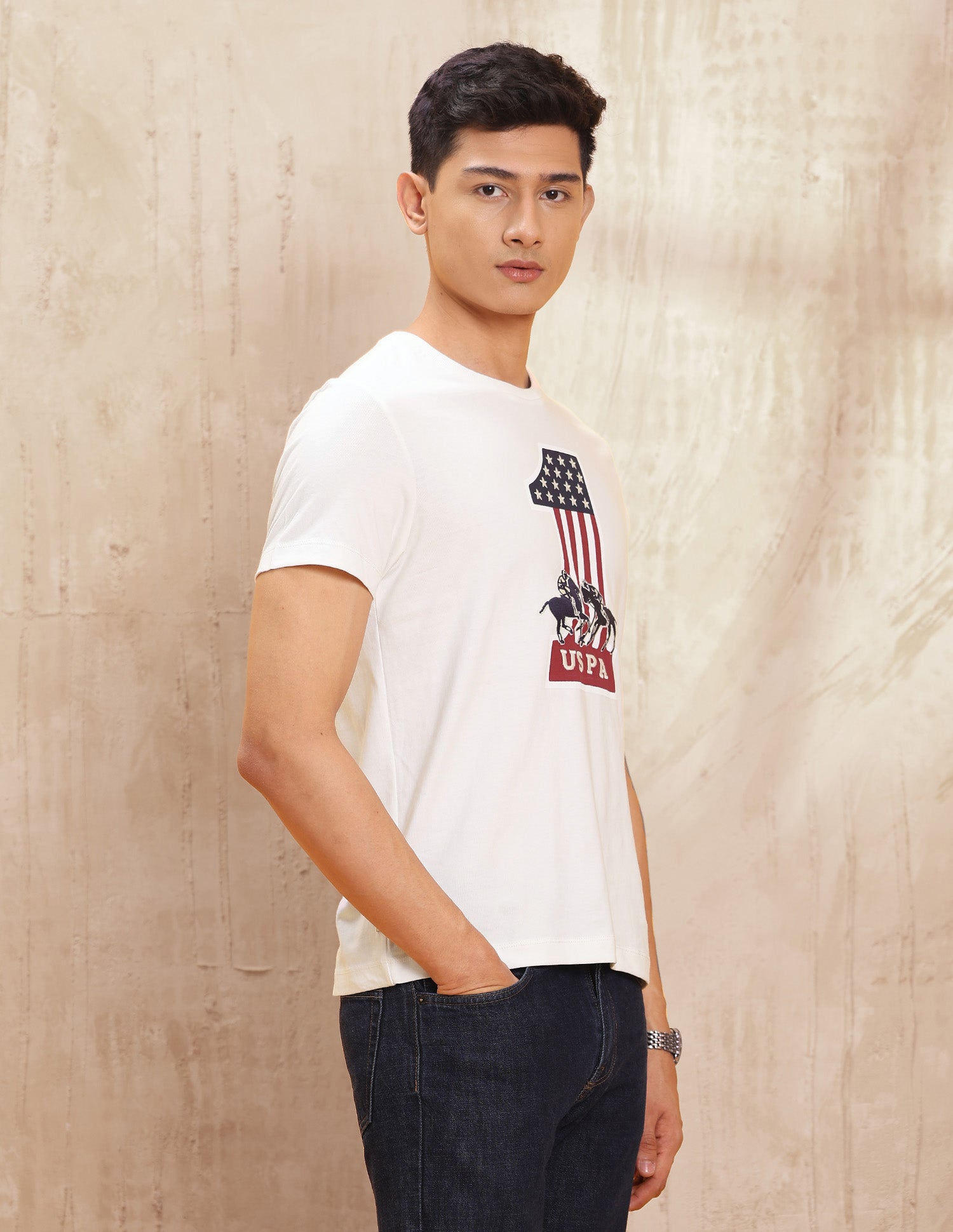 Graphic Printed Regular Fit T Shirt Ivory - U.S. POLO ASSN. | Large