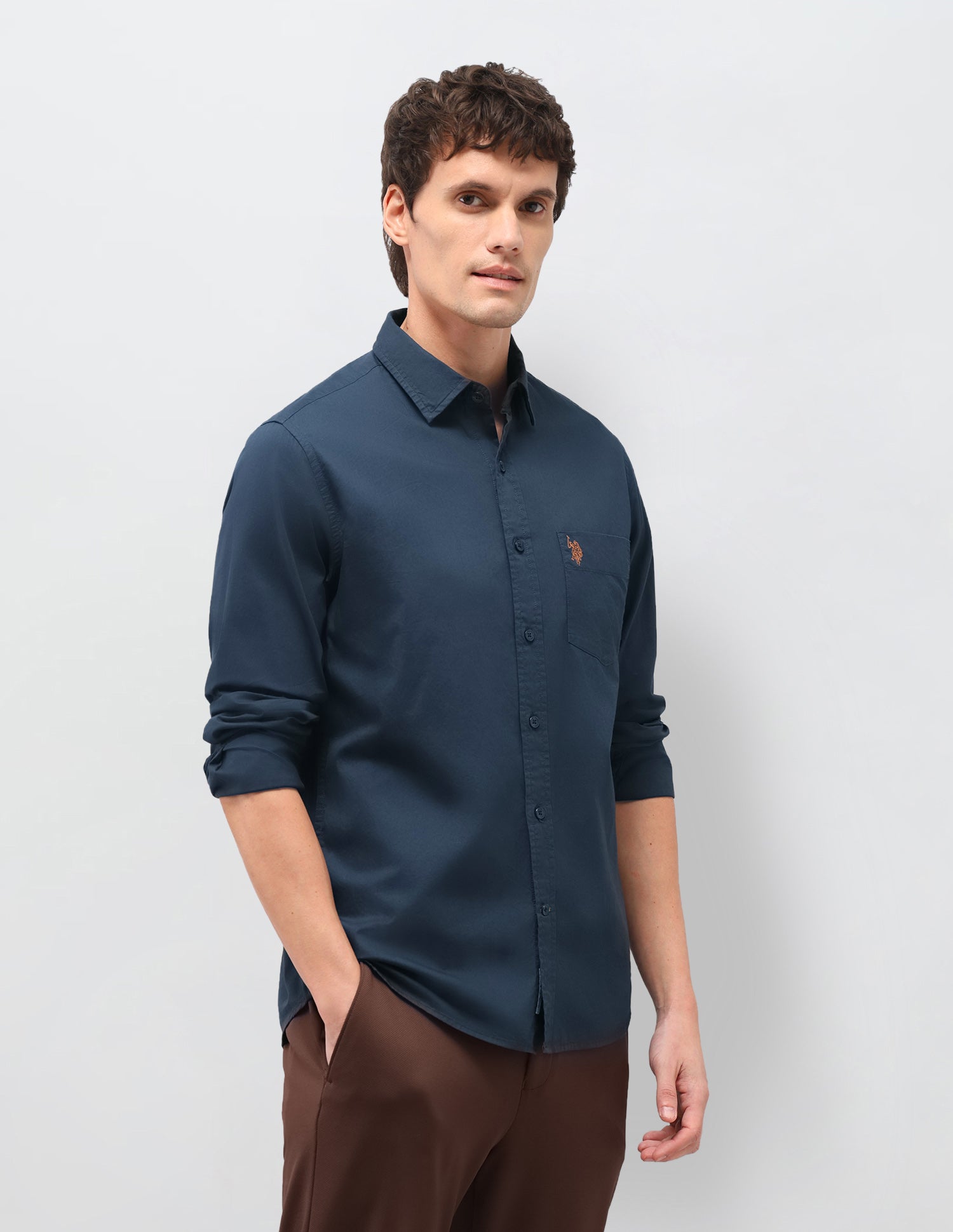 Twill Solid Shirt Navy - U.S. Polo Assn. India | Large
