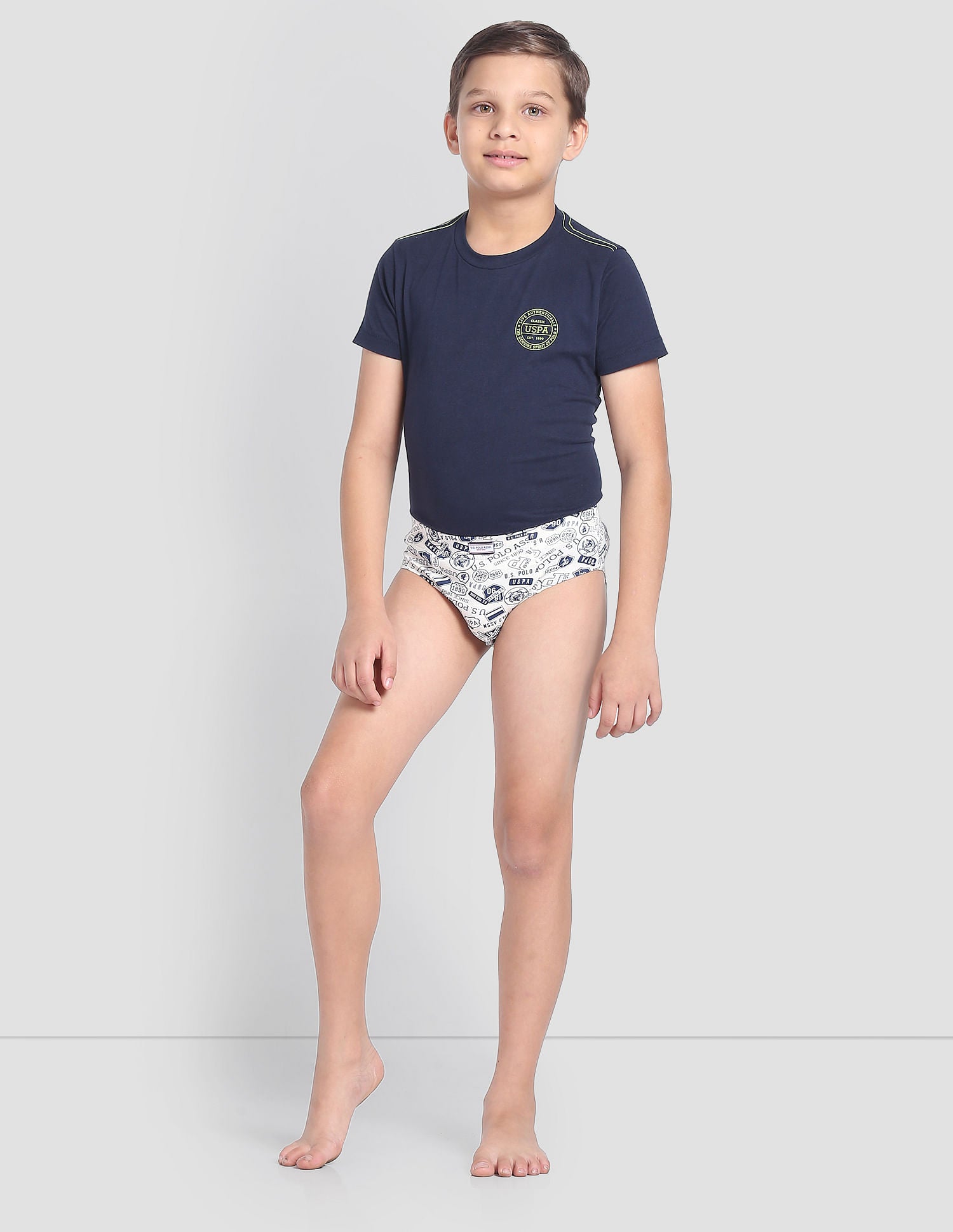 Mid Rise Cotton Spandex OKB01 Briefs - Pack Of 3 Blue, Black and Grey - U.S. POLO ASSN. | Large