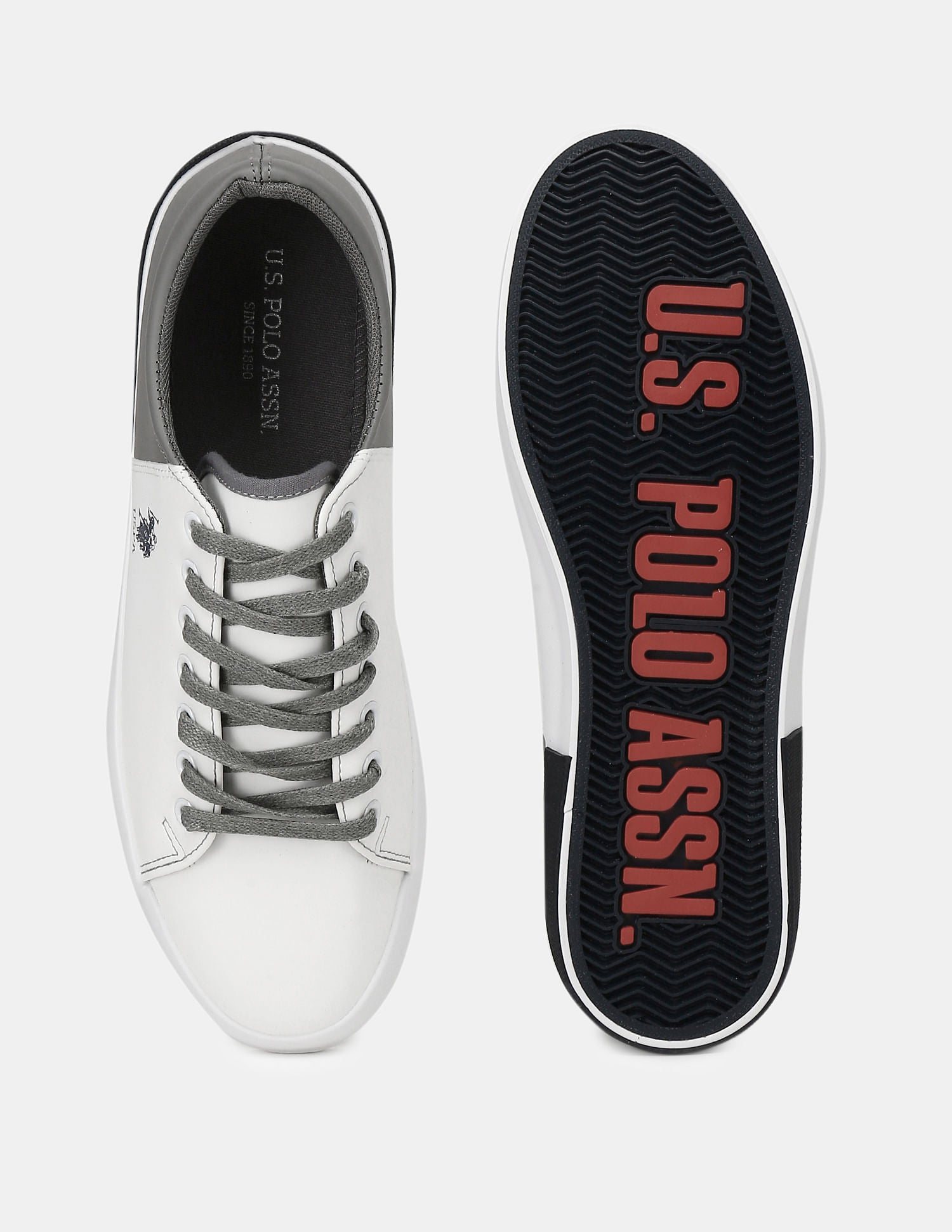 Flexible Outsole Colour Block Panel Sneakers White and Grey - U.S. POLO ASSN. | Large