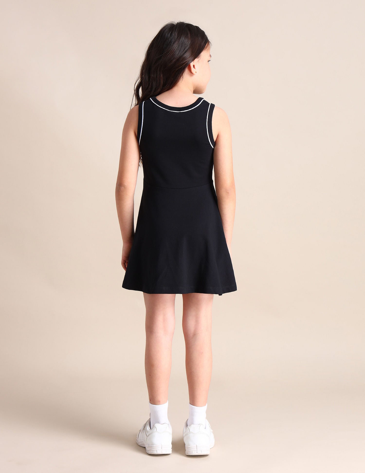 Girls Solid A-line Dress Black - U.S. POLO ASSN. | Large