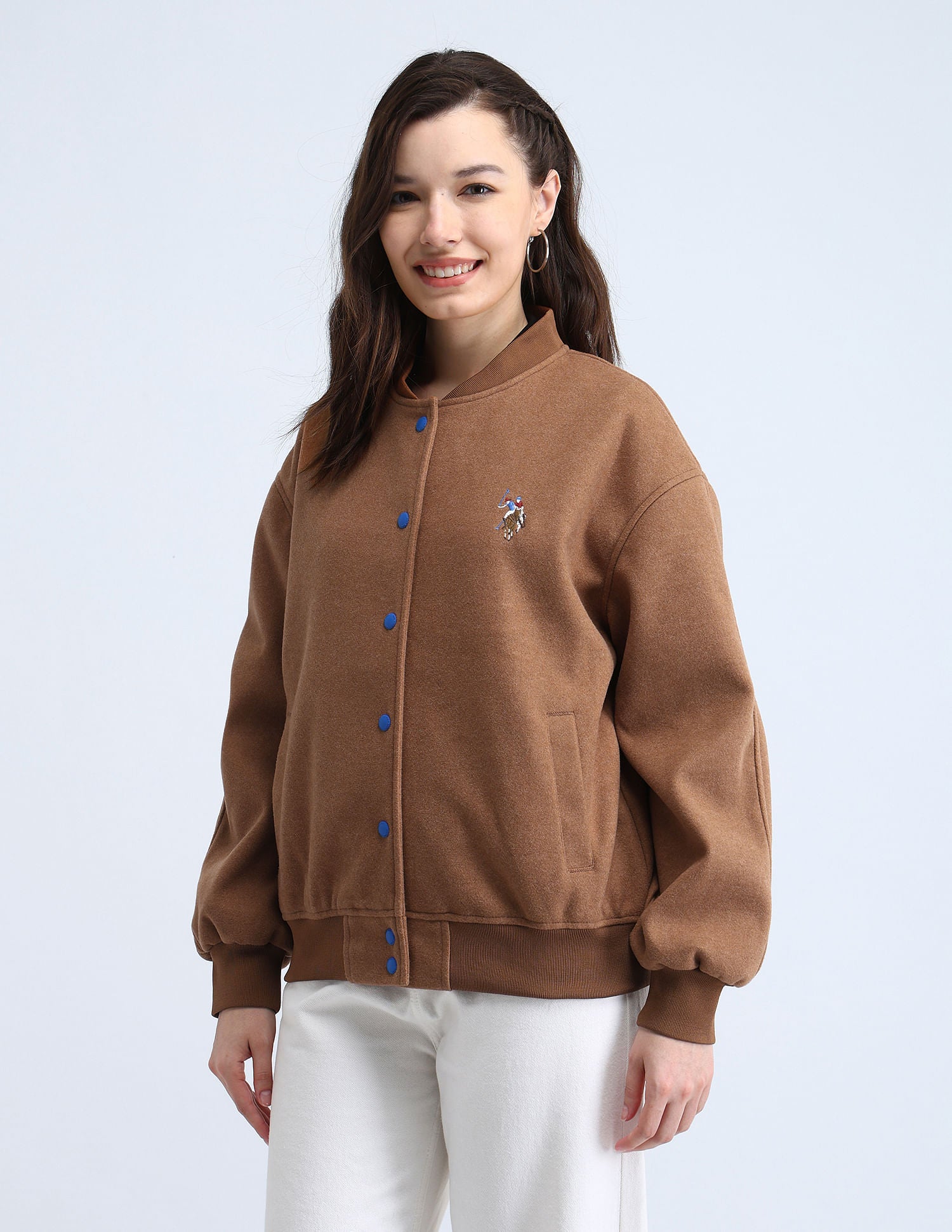 Stand Neck Bomber Jacket Brown - U.S. POLO ASSN. | Large