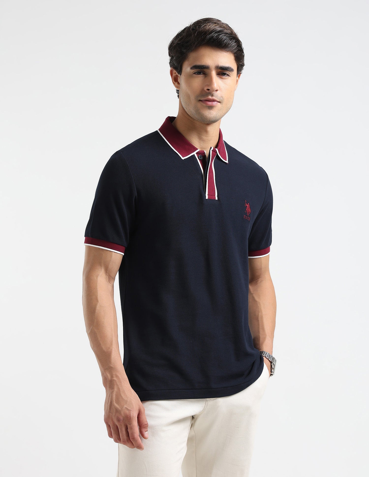 Pure Cotton Slim Fit Polo Shirt Navy - U.S. POLO ASSN. | Large