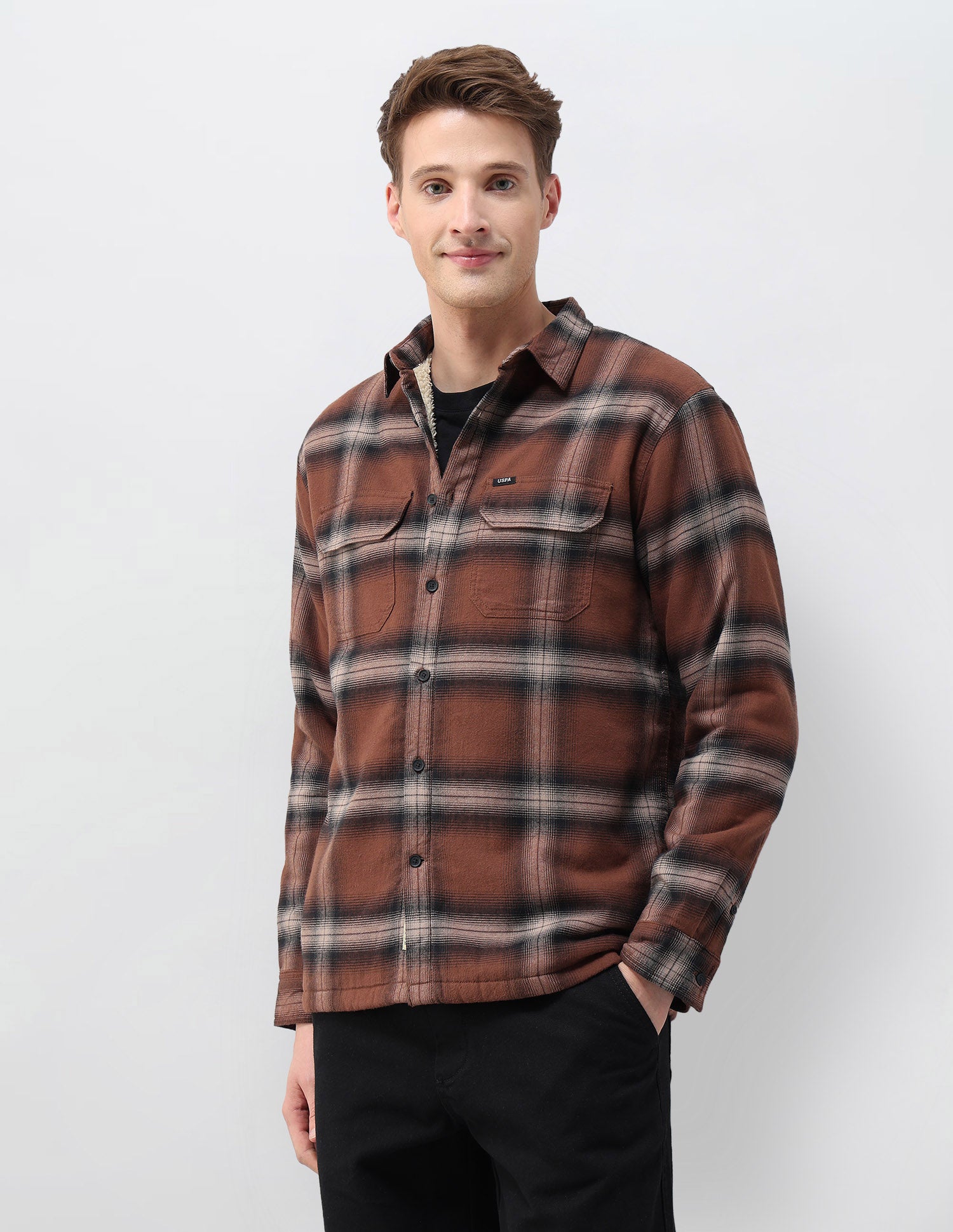 Tartan Checked Loose Fit Shirt Brown - U.S. Polo Assn. India | Large