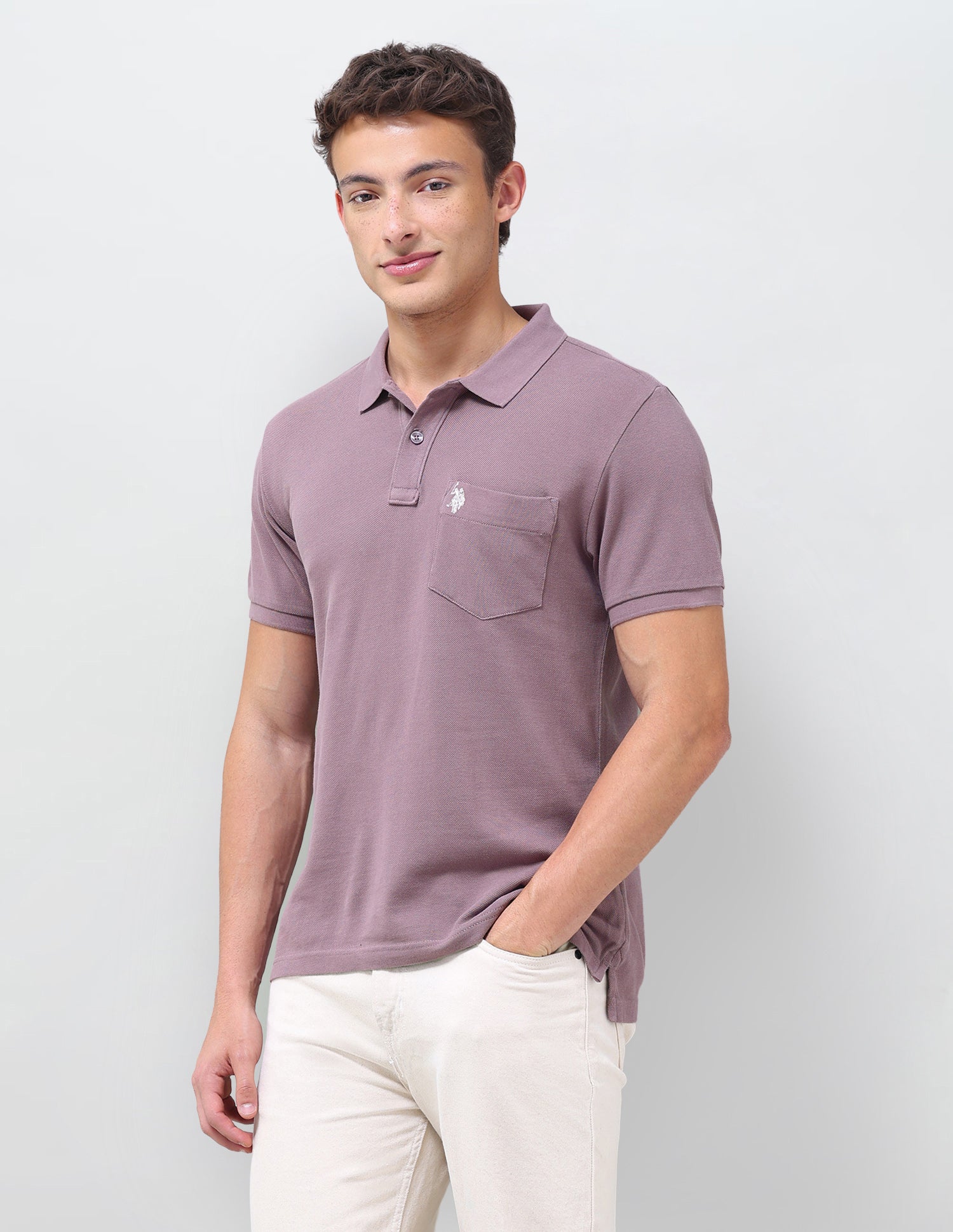 Solid Slim Fit Polo Shirt Dark Pink - U.S. Polo Assn. India | Large