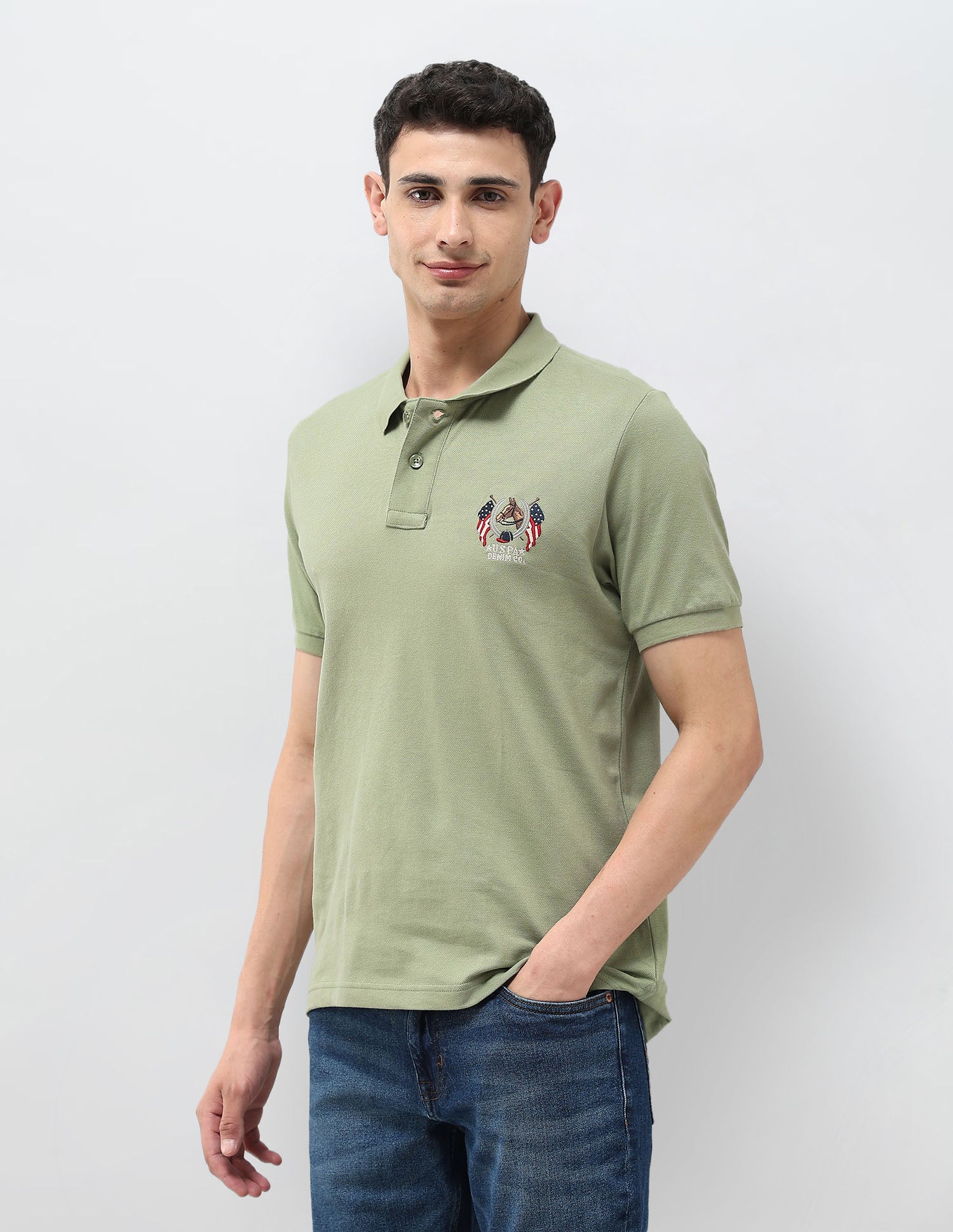 Solid Muscle Fit Polo Shirt Light Green - U.S. POLO ASSN. | Large