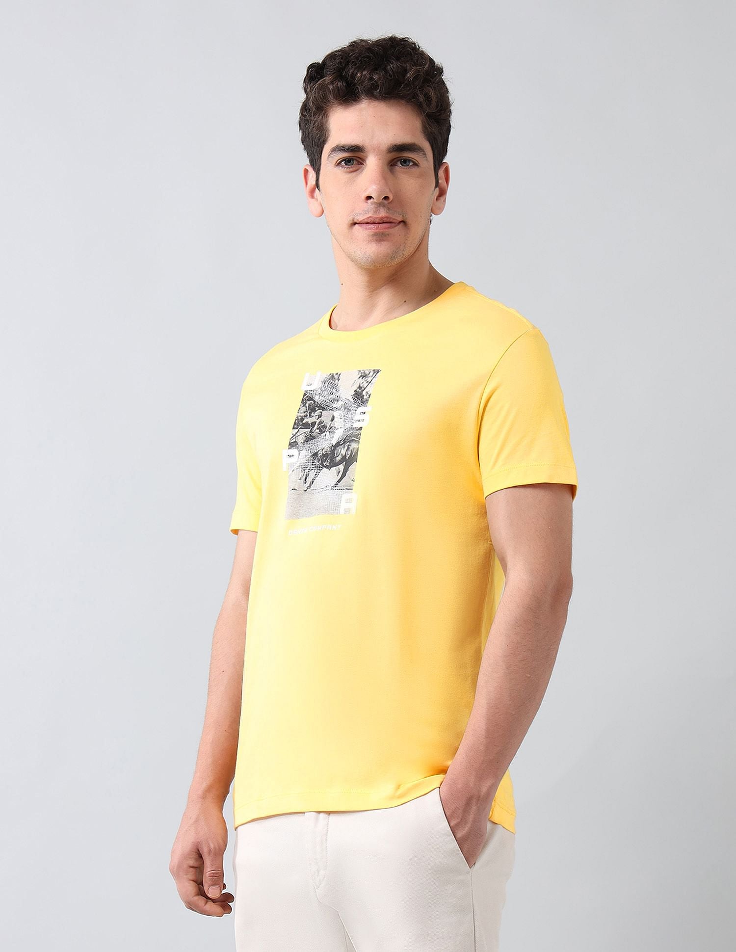 Muscle Fit Brand Printed T-Shirt Yellow - U.S. Polo Assn. India | Large