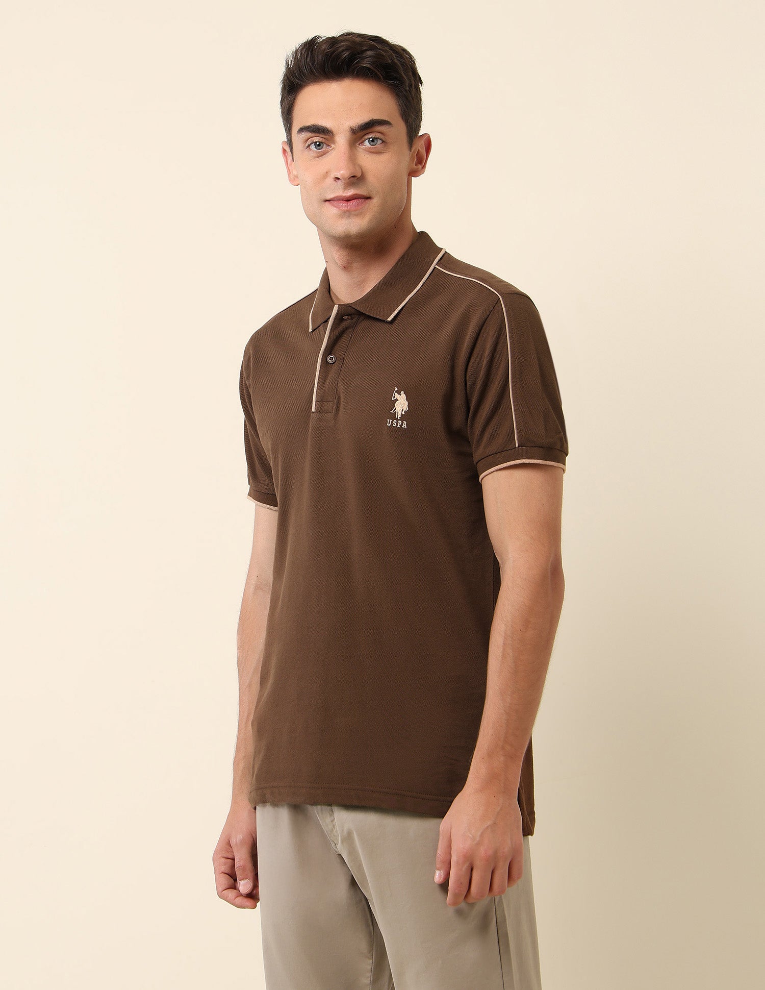 Solid Slim Fit Polo Shirt Dark Brown - U.S. Polo Assn. India | Large