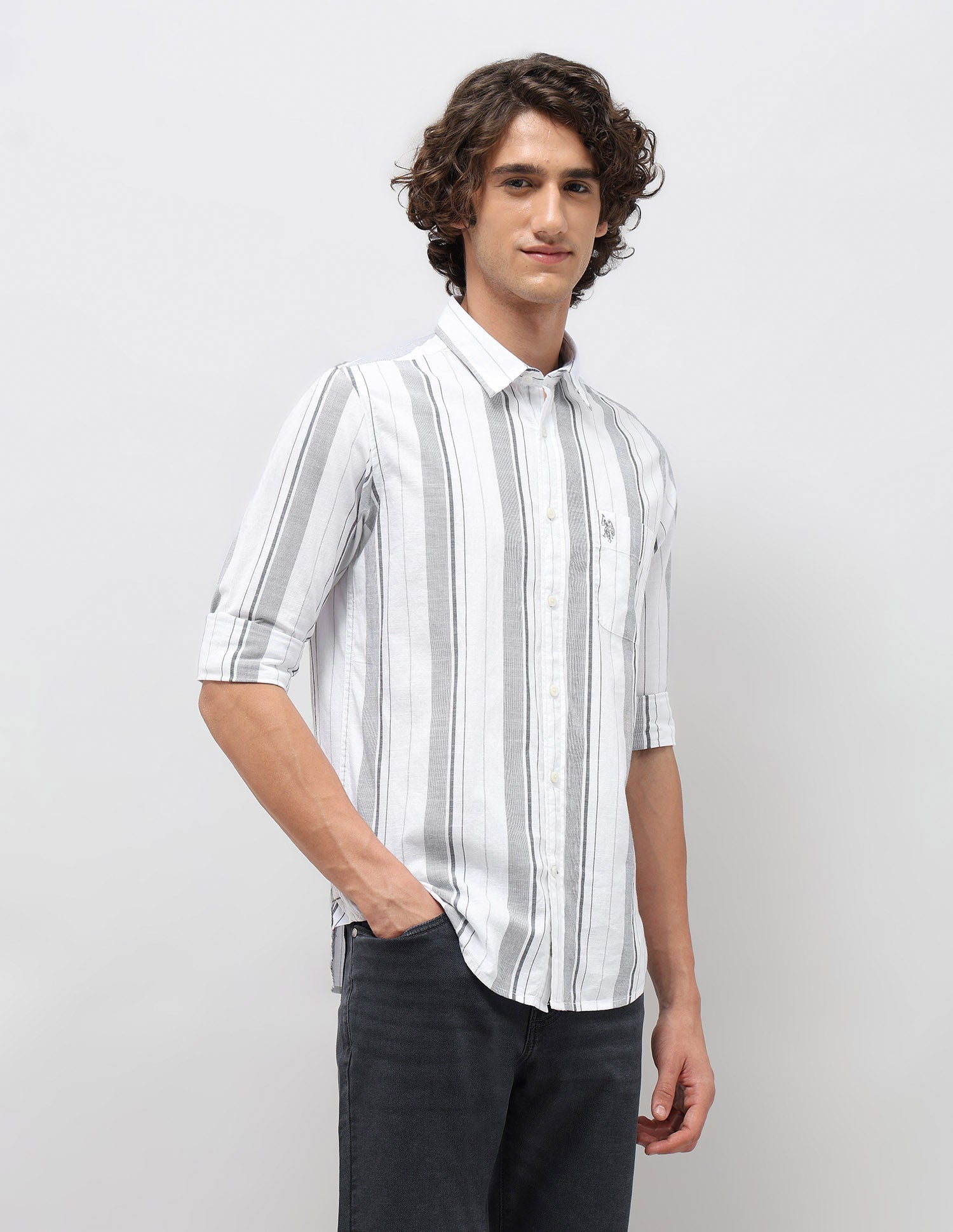 Pure Cotton Slim Fit Shirt White - U.S. POLO ASSN. | Large